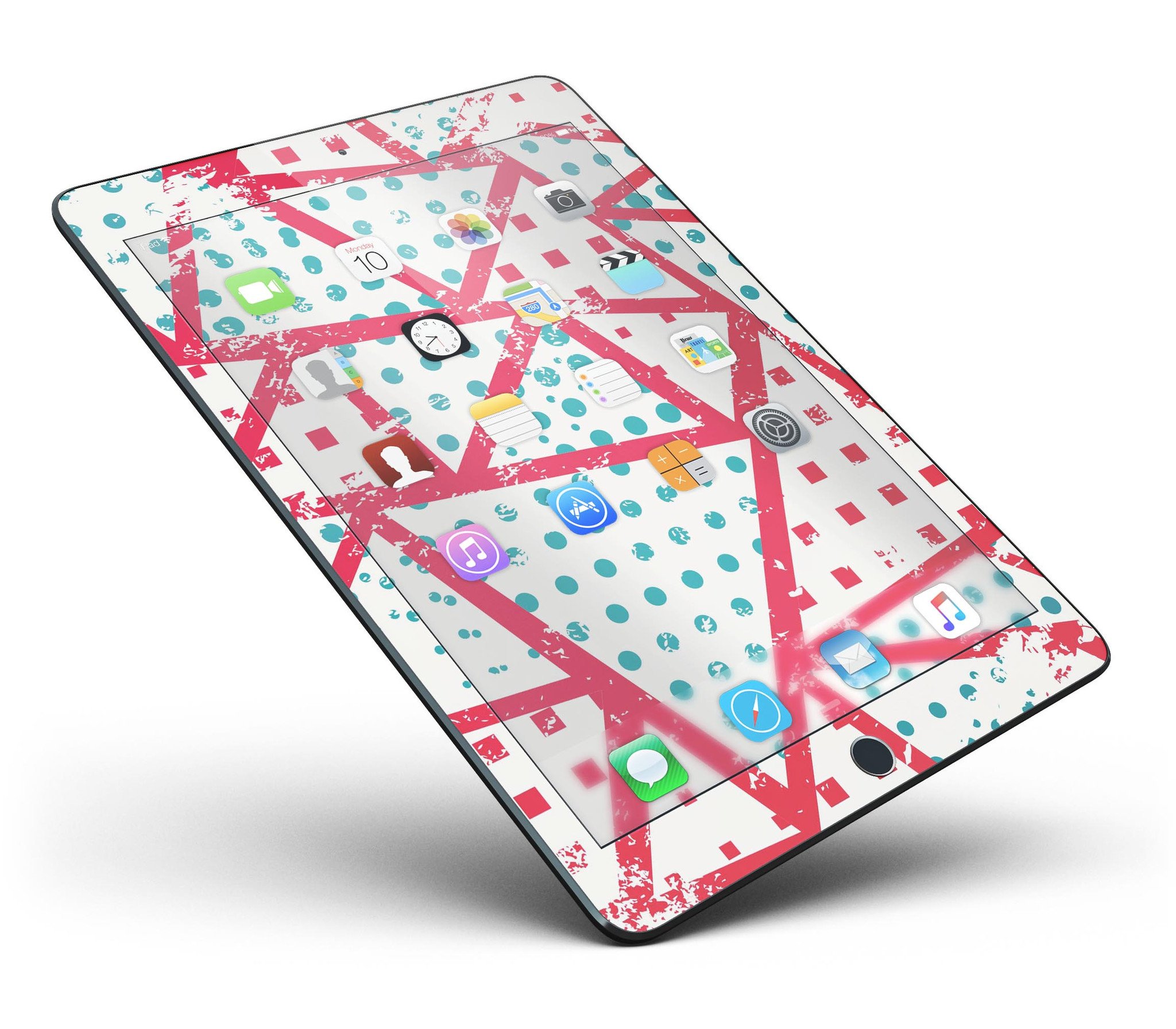 Abstract Red and Teal Overlaps Full Body Skin for iPad Pro, showcasing vibrant colors and a sleek design.