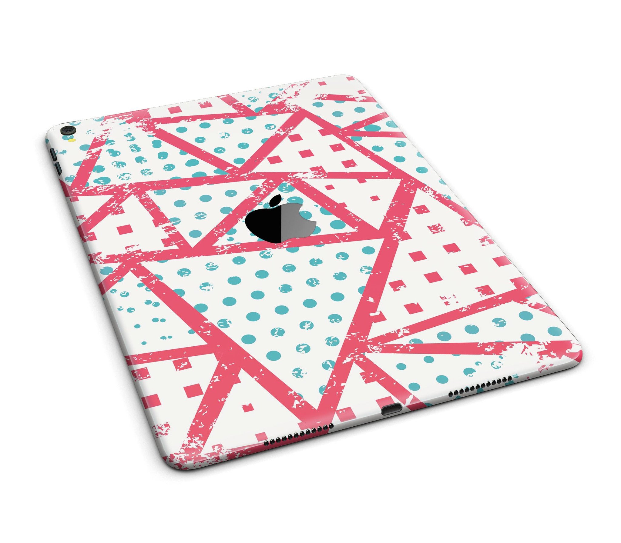 Abstract Red and Teal Overlaps Full Body Skin for iPad Pro, showcasing vibrant colors and a sleek design.