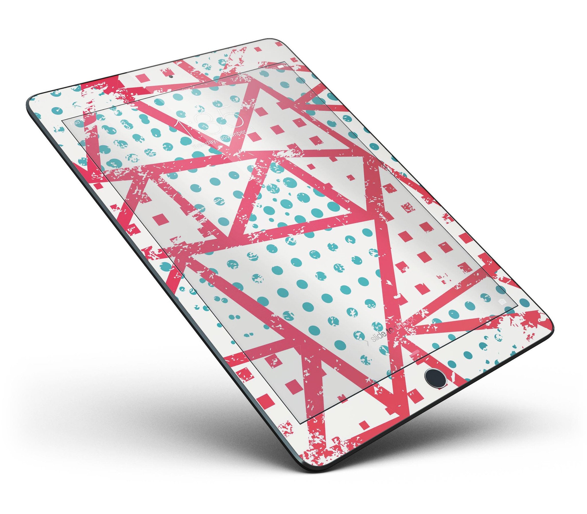 Abstract Red and Teal Overlaps Full Body Skin for iPad Pro, showcasing vibrant colors and a sleek design.