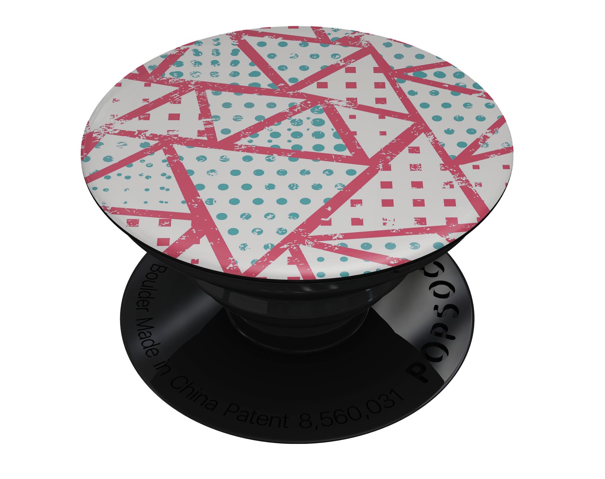 Abstract Red and Teal Overlaps Skin Kit for PopSockets, showcasing vibrant colors and a stylish design.