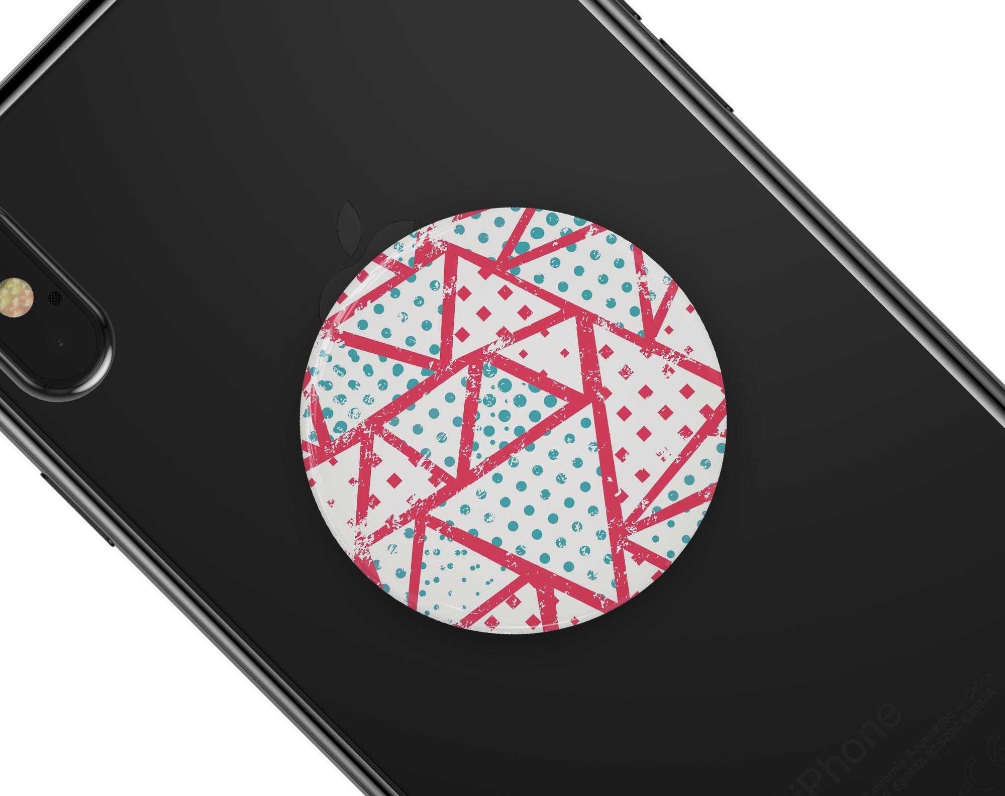 Abstract Red and Teal Overlaps Skin Kit for PopSockets, showcasing vibrant colors and a stylish design.