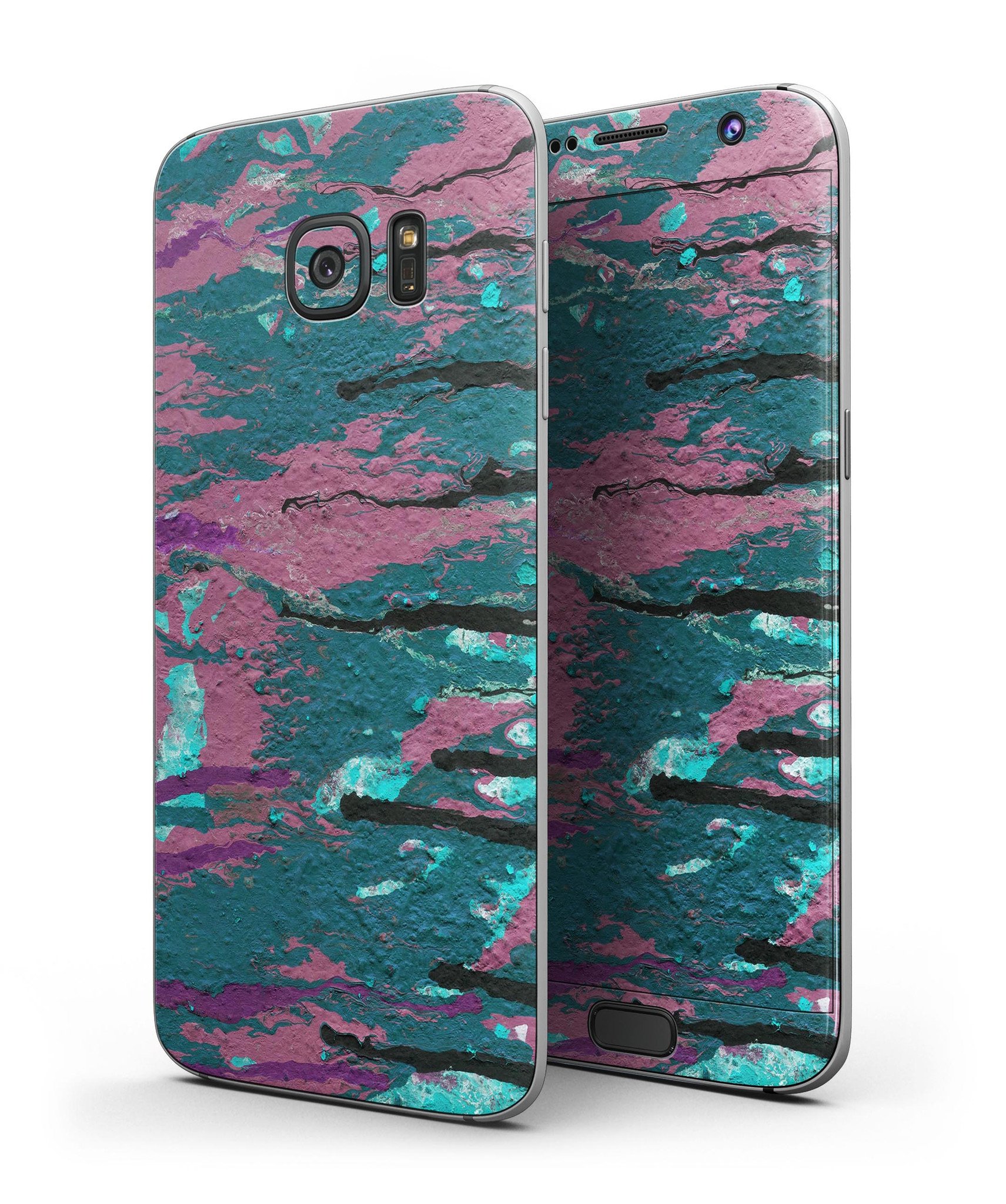 Abstract Retro Pink Wet Paint skin for Samsung Galaxy S7/S7 Edge, showcasing vibrant colors and a stylish design.