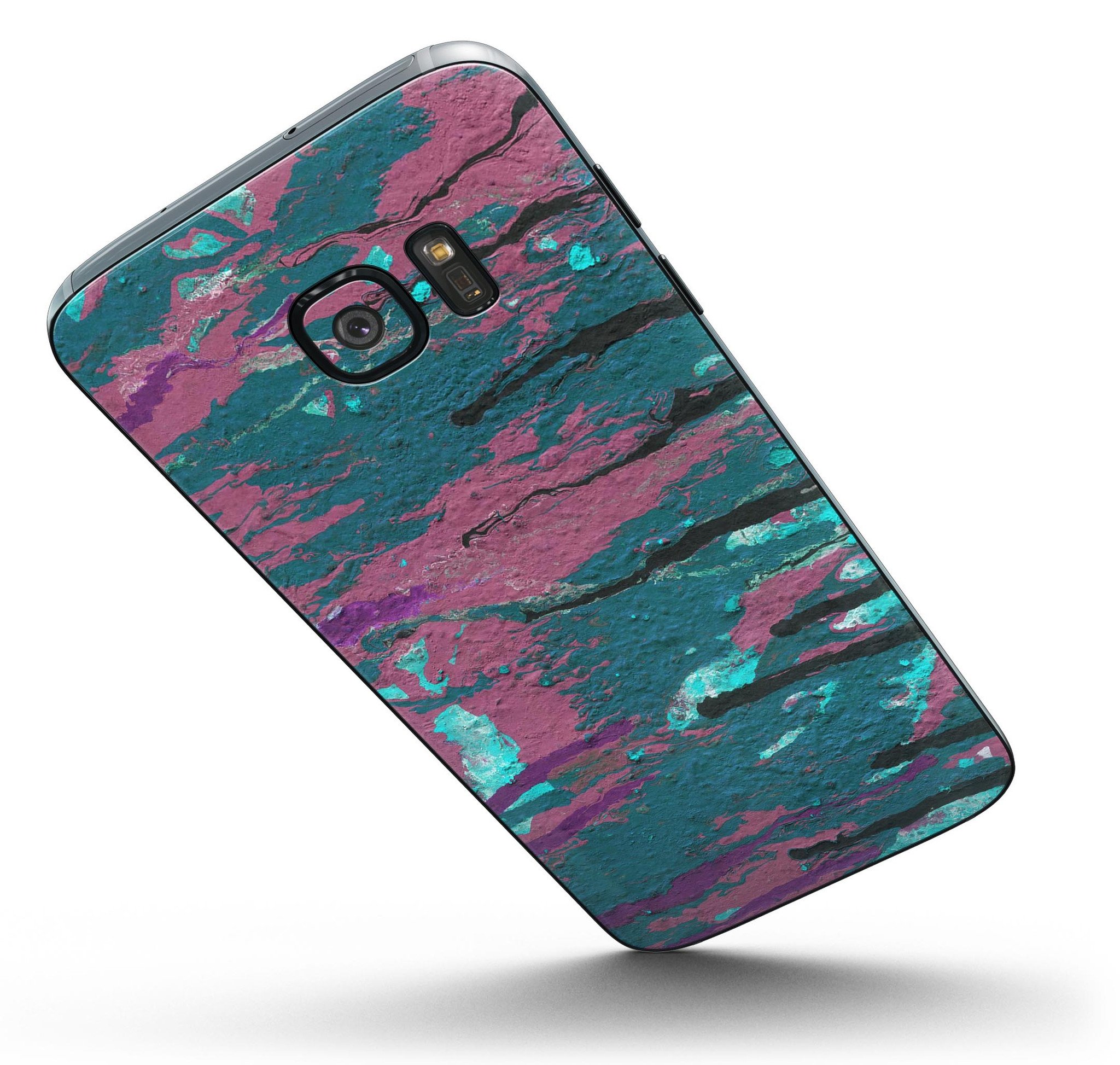 Abstract Retro Pink Wet Paint skin for Samsung Galaxy S7/S7 Edge, showcasing vibrant colors and a stylish design.