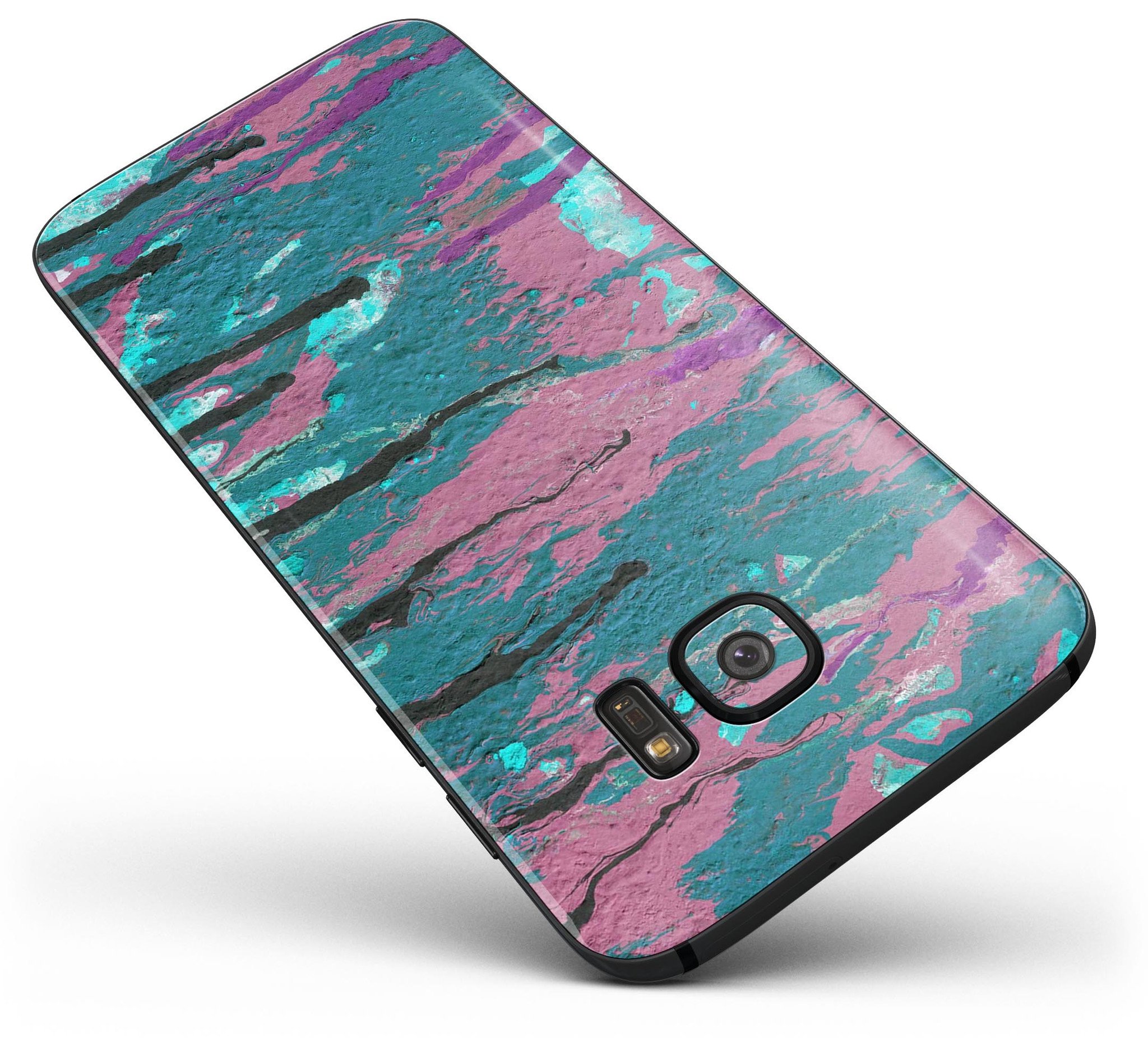 Abstract Retro Pink Wet Paint skin for Samsung Galaxy S7/S7 Edge, showcasing vibrant colors and a stylish design.