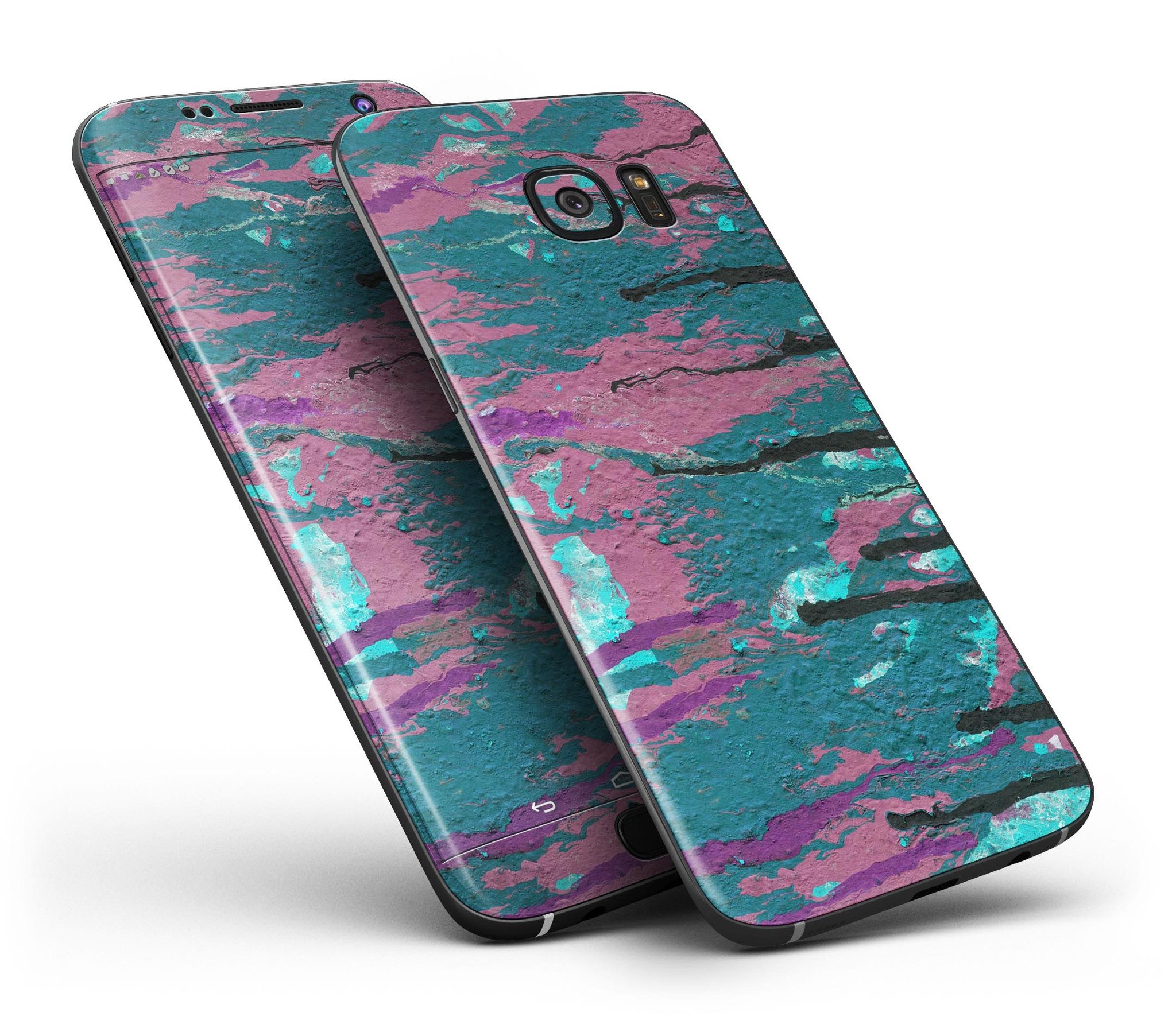 Abstract Retro Pink Wet Paint skin for Samsung Galaxy S7/S7 Edge, showcasing vibrant colors and a stylish design.