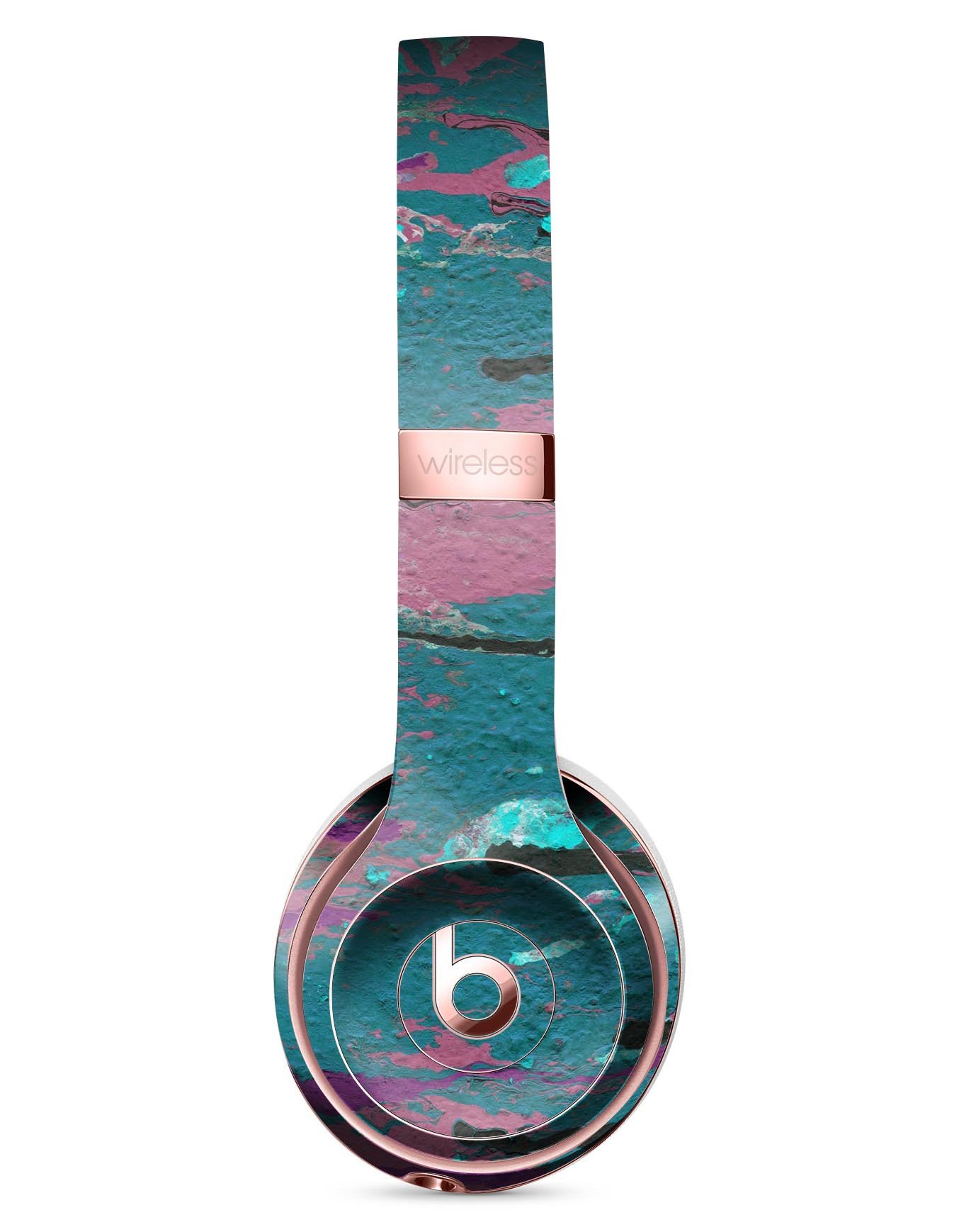 Abstract Retro Pink Wet Paint Skin Kit for Beats by Dre Solo 3 Wireless Headphones, showcasing vibrant colors and a sleek design.