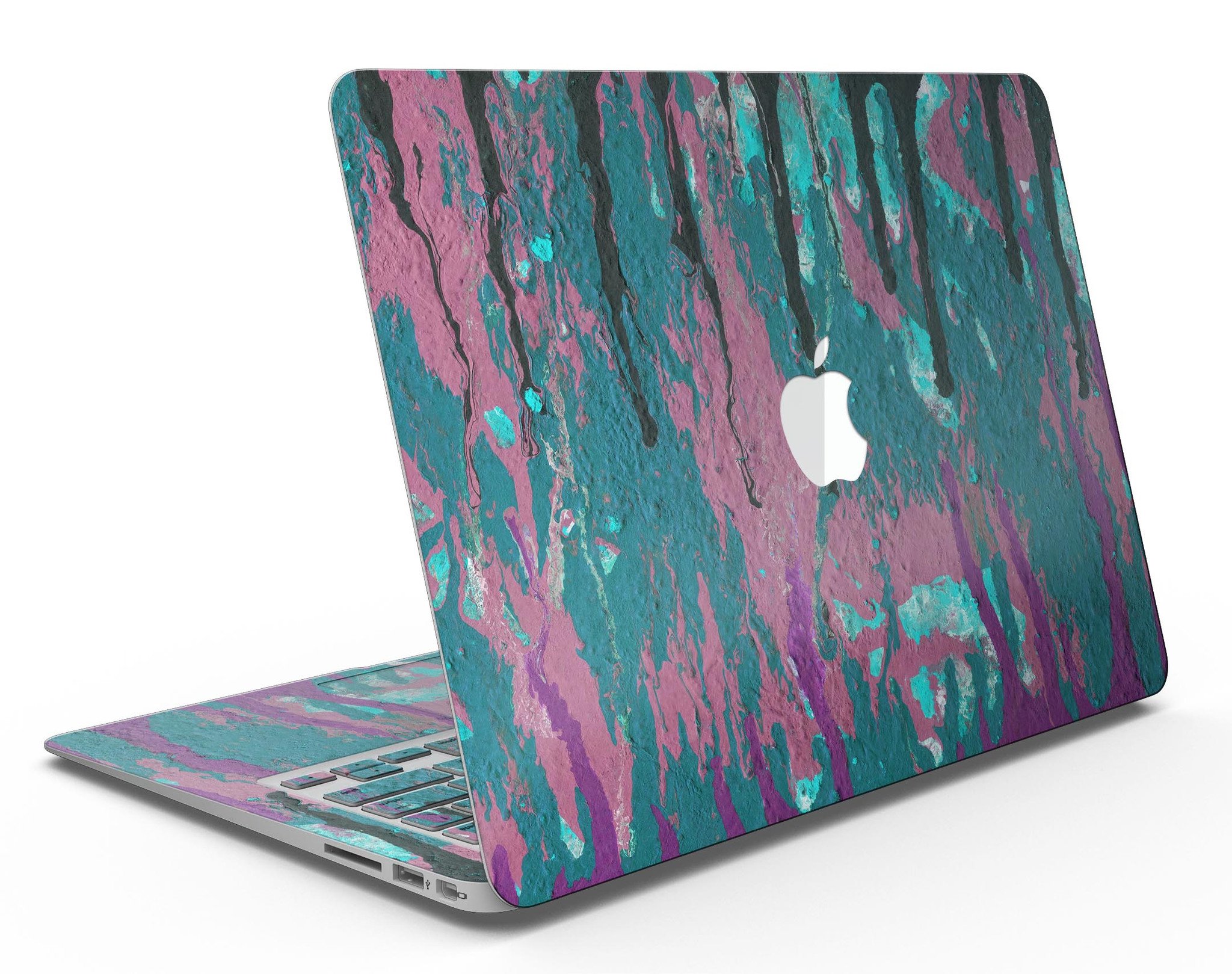 Abstract Retro Pink Wet Paint skin for MacBook Air, showcasing vibrant colors and unique design, perfectly fitted to the device.