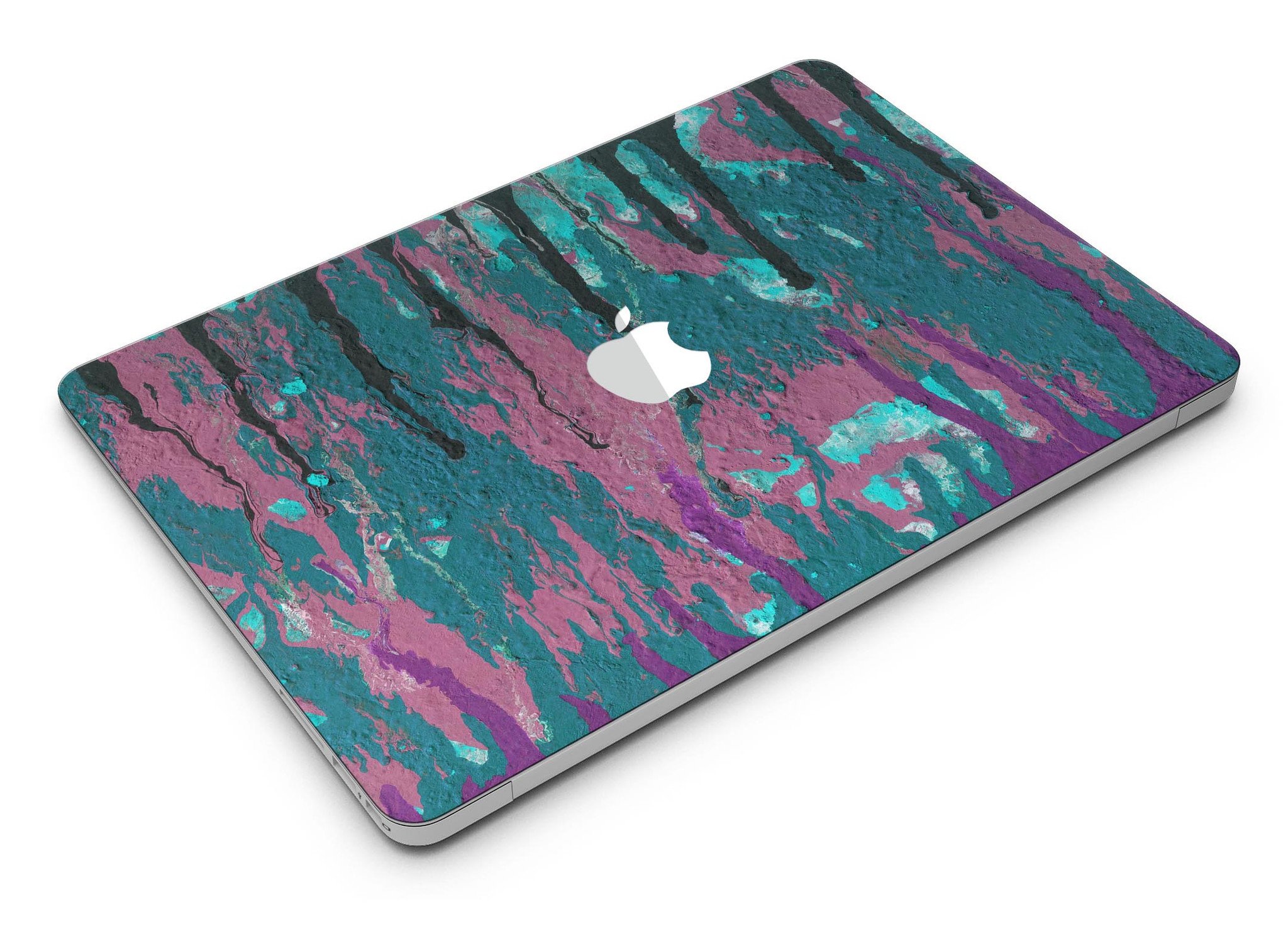 Abstract Retro Pink Wet Paint skin for MacBook Air, showcasing vibrant colors and unique design, perfectly fitted to the device.