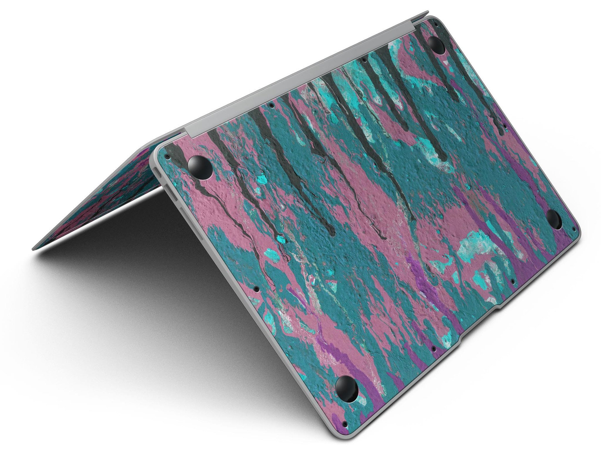 Abstract Retro Pink Wet Paint skin for MacBook Air, showcasing vibrant colors and unique design, perfectly fitted to the device.