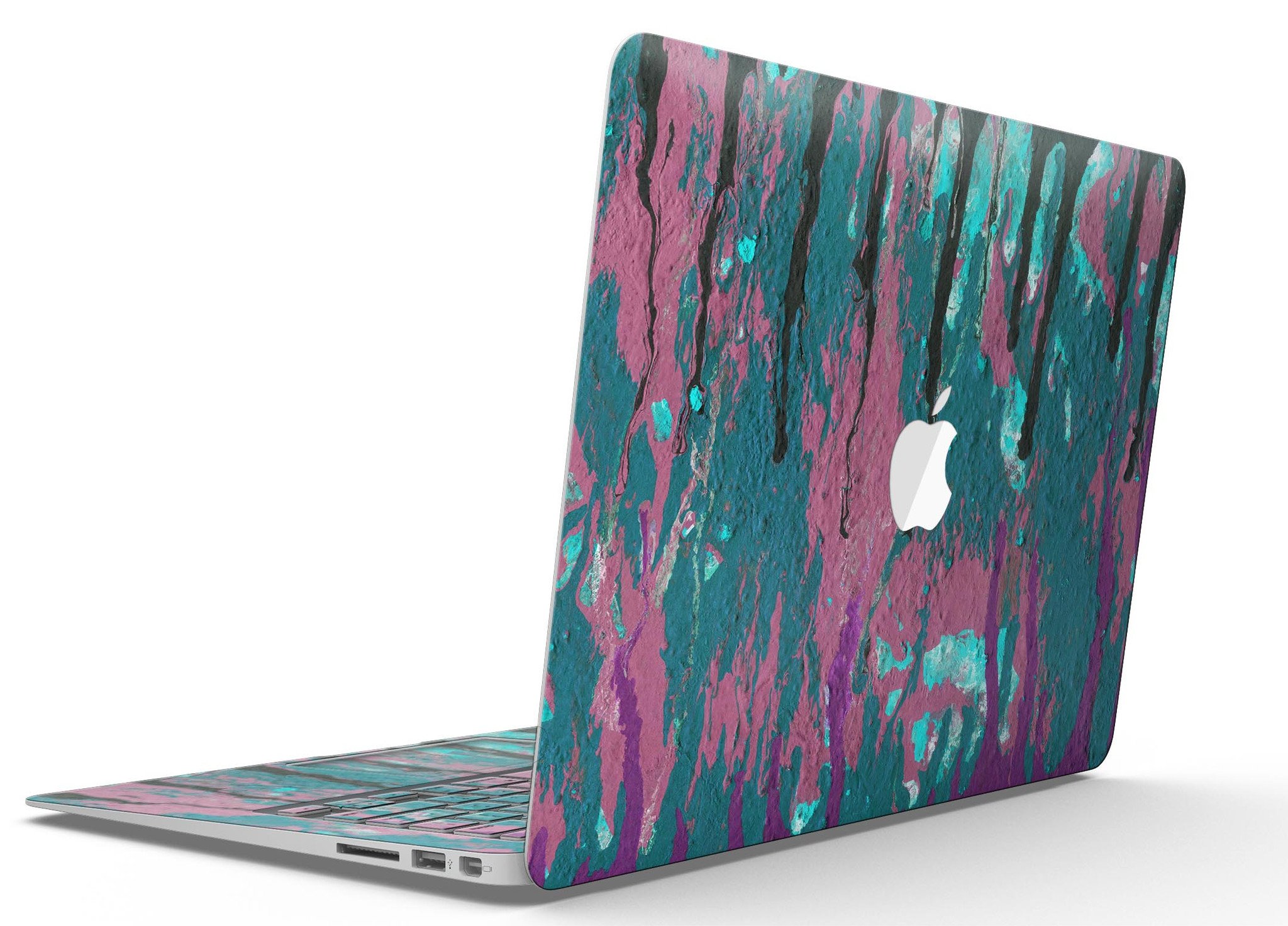 Abstract Retro Pink Wet Paint skin for MacBook Air, showcasing vibrant colors and unique design, perfectly fitted to the device.