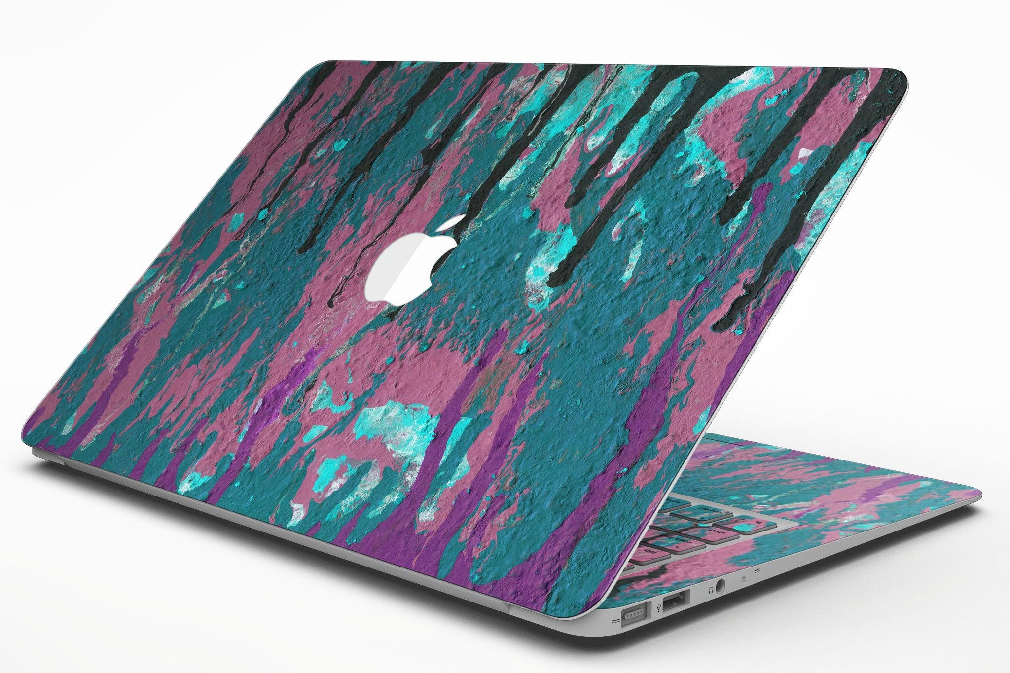 Abstract Retro Pink Wet Paint skin for MacBook Air, showcasing vibrant colors and unique design, perfectly fitted to the device.