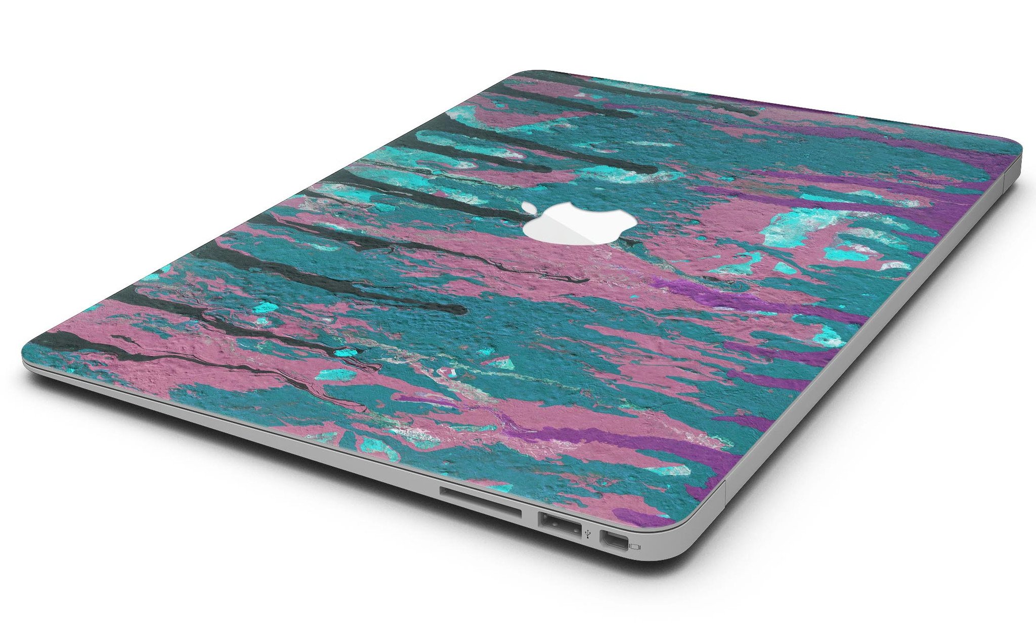 Abstract Retro Pink Wet Paint skin for MacBook Air, showcasing vibrant colors and unique design, perfectly fitted to the device.