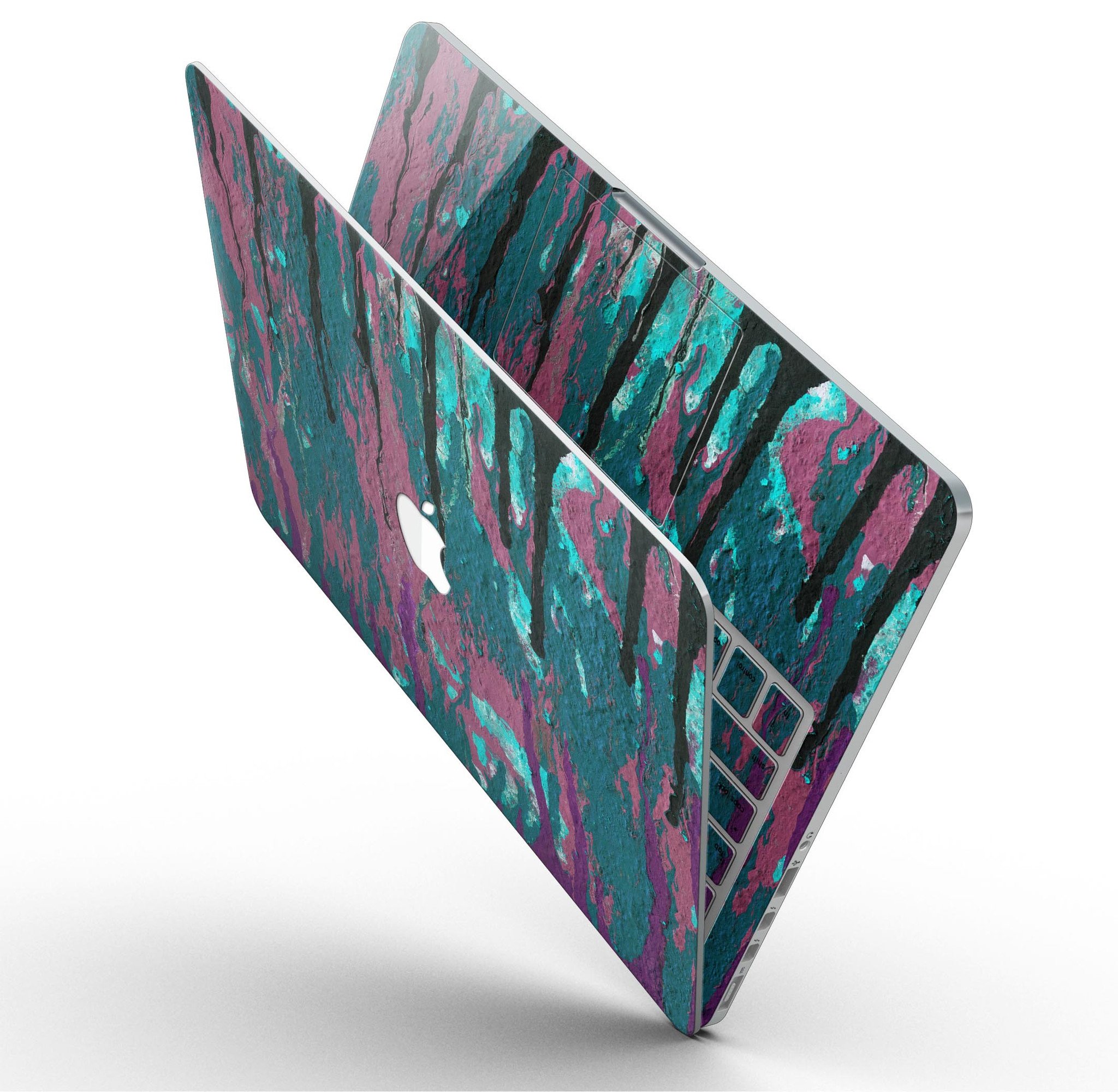 Abstract Retro Pink Wet Paint skin for MacBook Pro with Retina Display, showcasing vibrant colors and a sleek design.