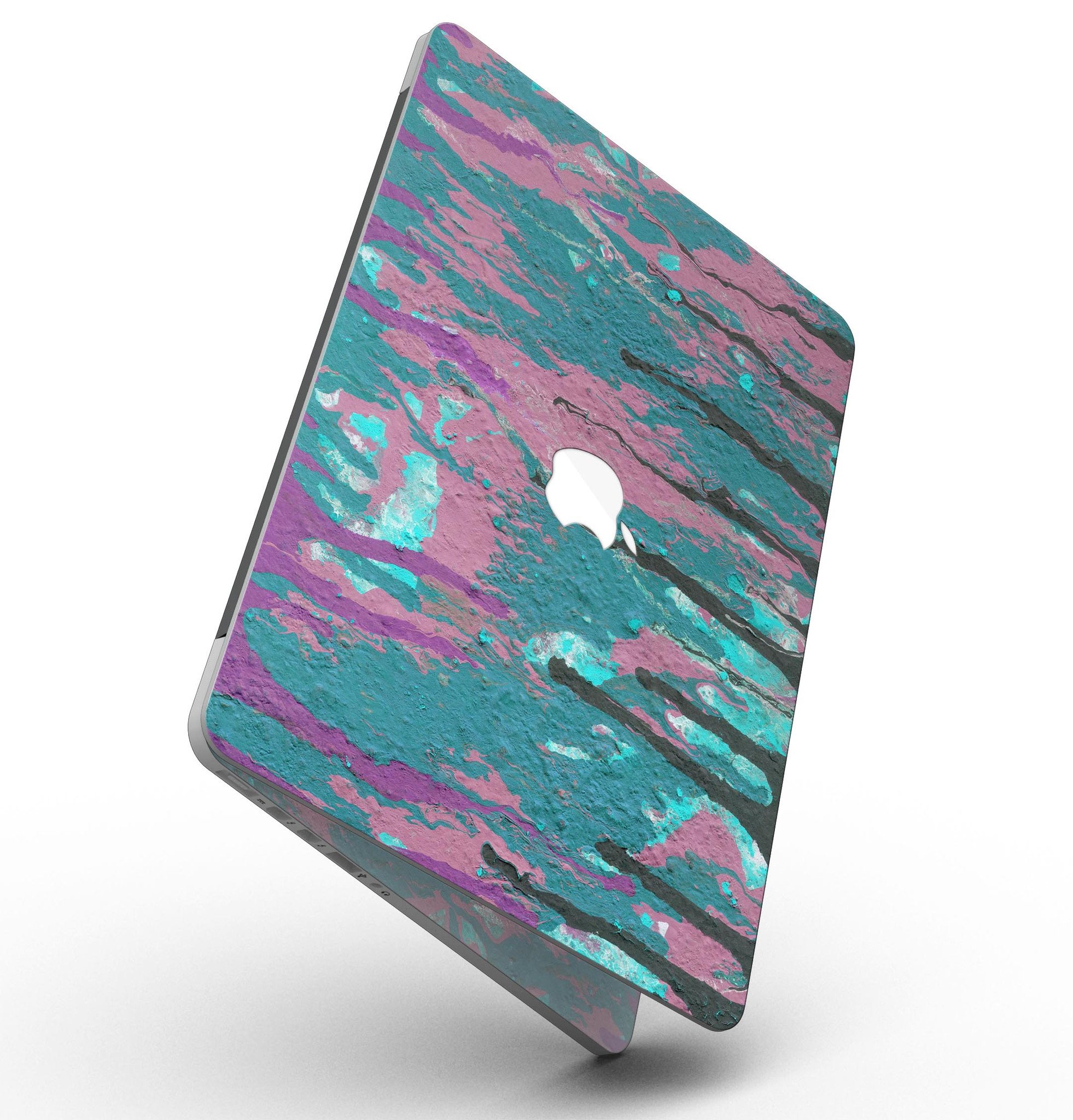 Abstract Retro Pink Wet Paint skin for MacBook Pro with Retina Display, showcasing vibrant colors and a sleek design.