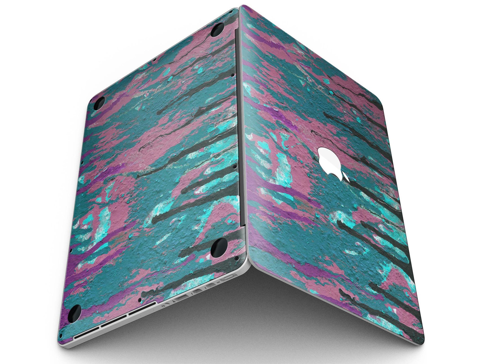 Abstract Retro Pink Wet Paint skin for MacBook Pro with Retina Display, showcasing vibrant colors and a sleek design.