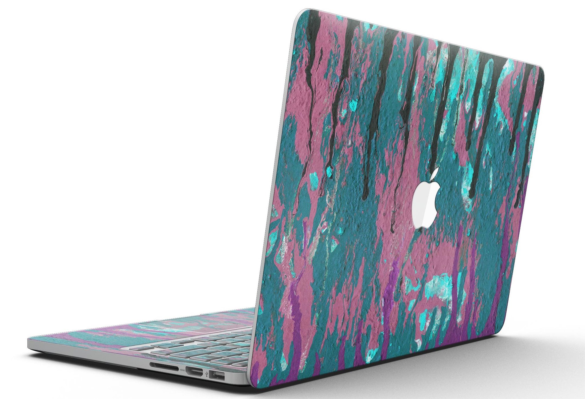 Abstract Retro Pink Wet Paint skin for MacBook Pro with Retina Display, showcasing vibrant colors and a sleek design.