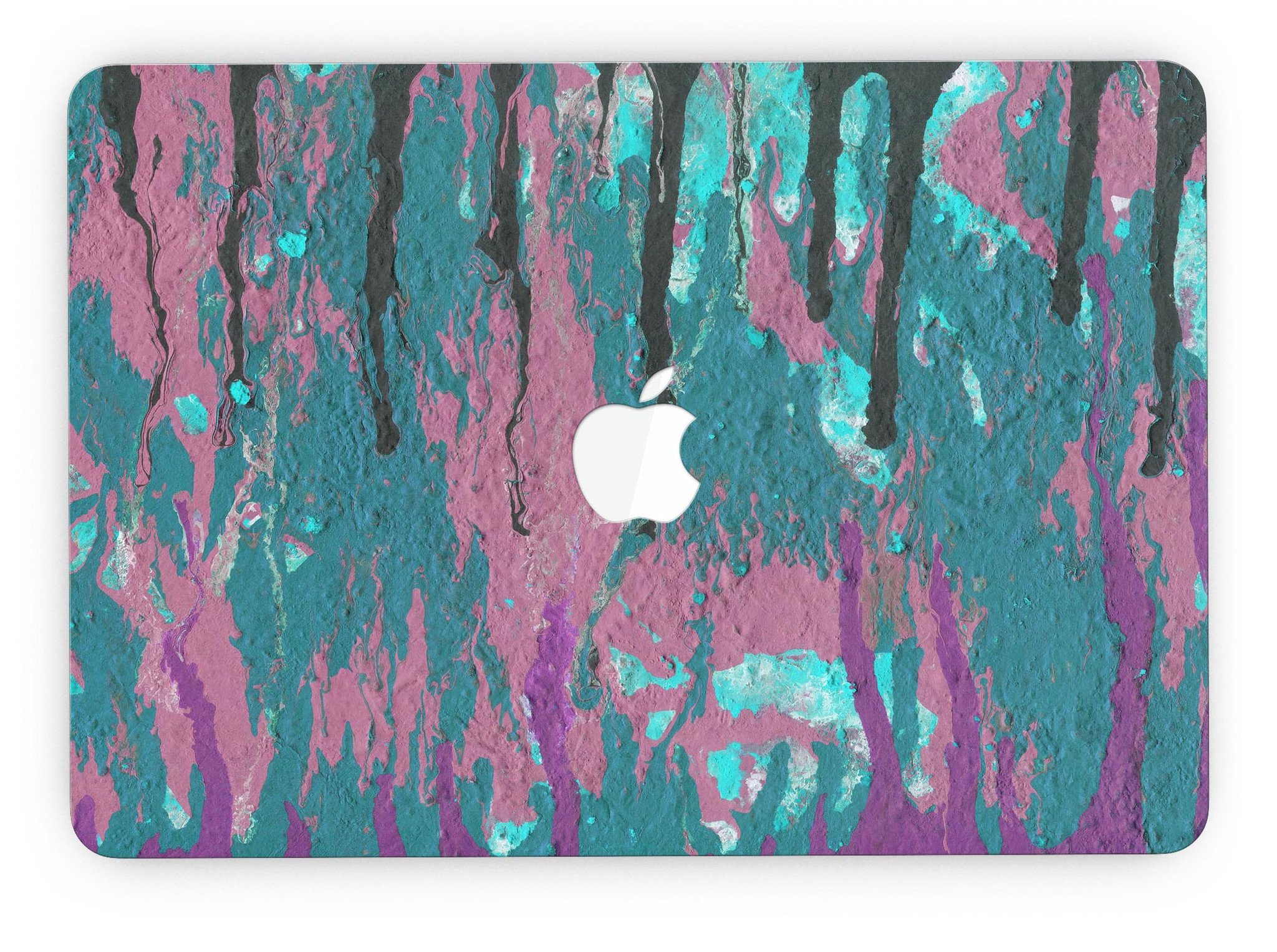 Abstract Retro Pink Wet Paint skin for MacBook Pro with Retina Display, showcasing vibrant colors and a sleek design.