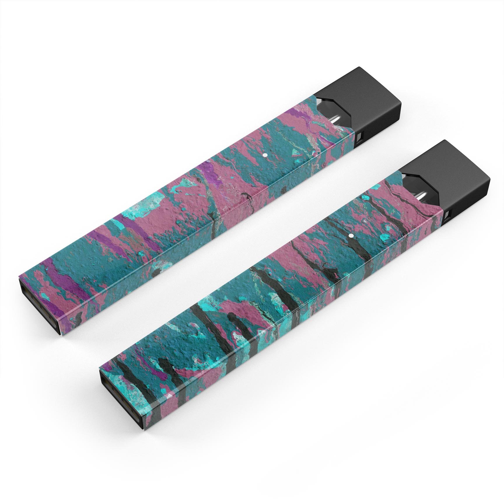 Abstract Retro Pink Wet Paint skin-wrap for JUUL device, showcasing vibrant colors and a stylish design.