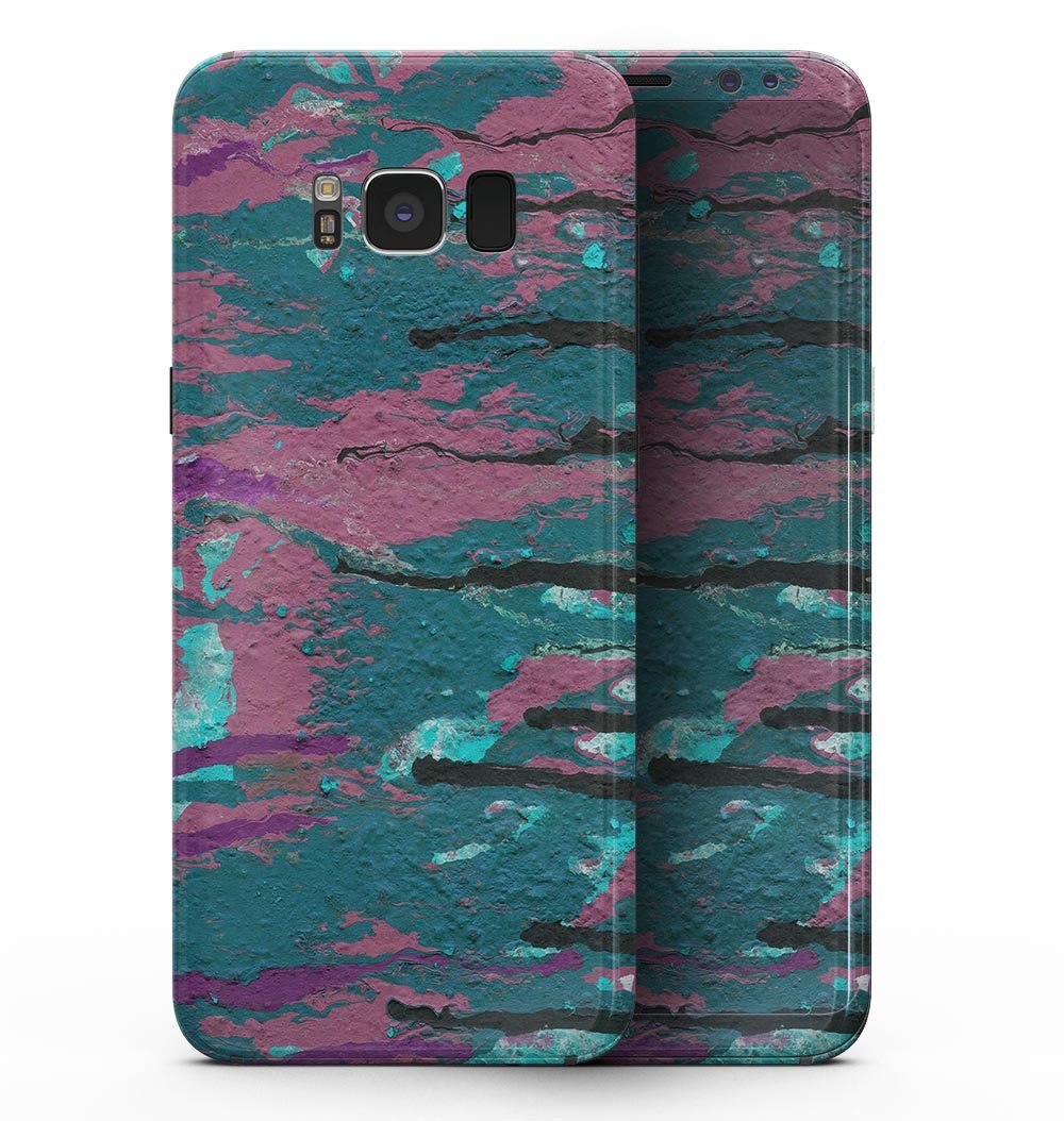 Abstract Retro Pink Wet Paint skin for Samsung Galaxy S8, showcasing vibrant colors and sleek design.