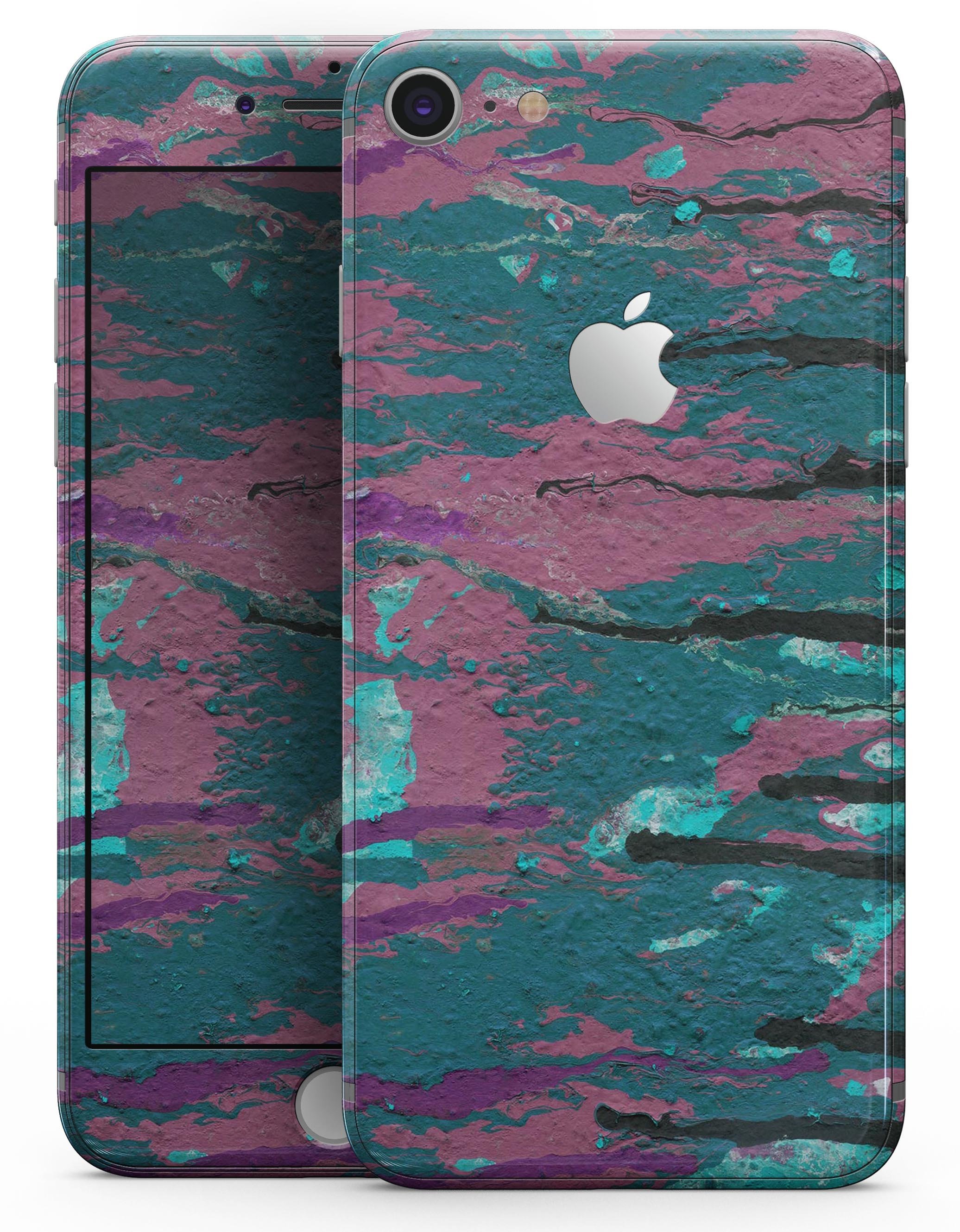 Abstract Retro Pink Wet Paint skin for iPhone 8 and 8 Plus, showcasing vibrant colors and unique design.