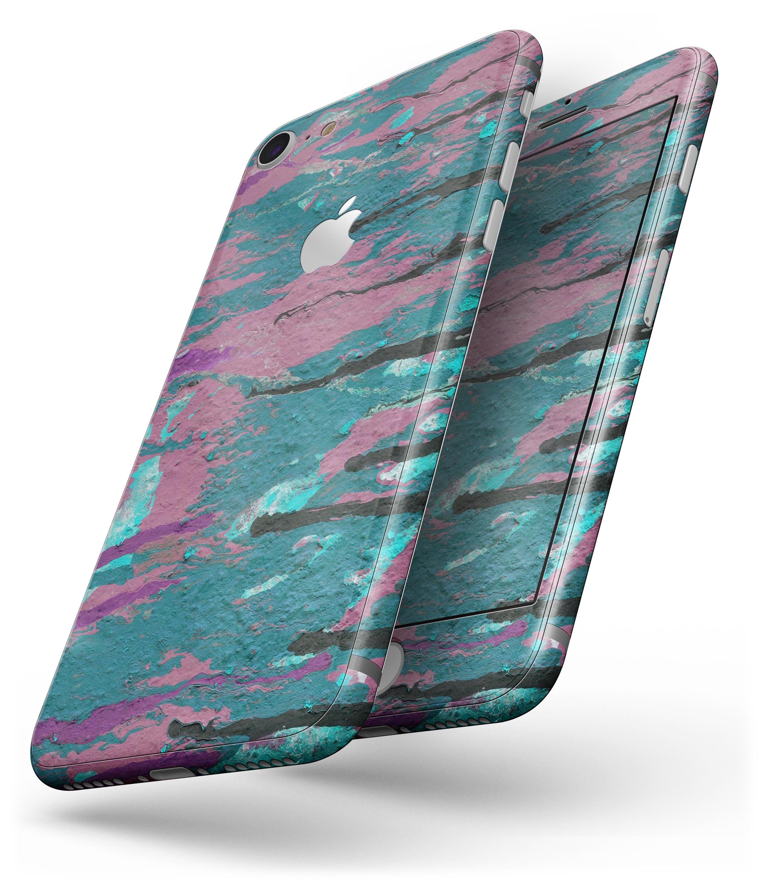 Abstract Retro Pink Wet Paint skin for iPhone 8 and 8 Plus, showcasing vibrant colors and unique design.