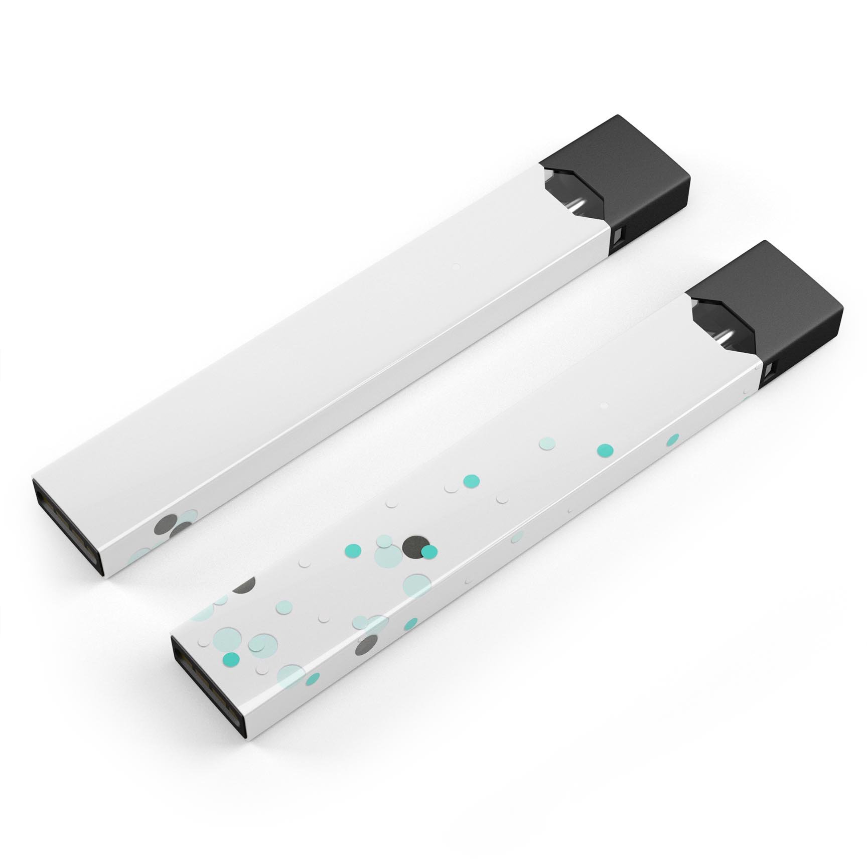 Abstract Scattered Teal Dots skin-wrap for JUUL device, showcasing vibrant teal dots on a sleek background.