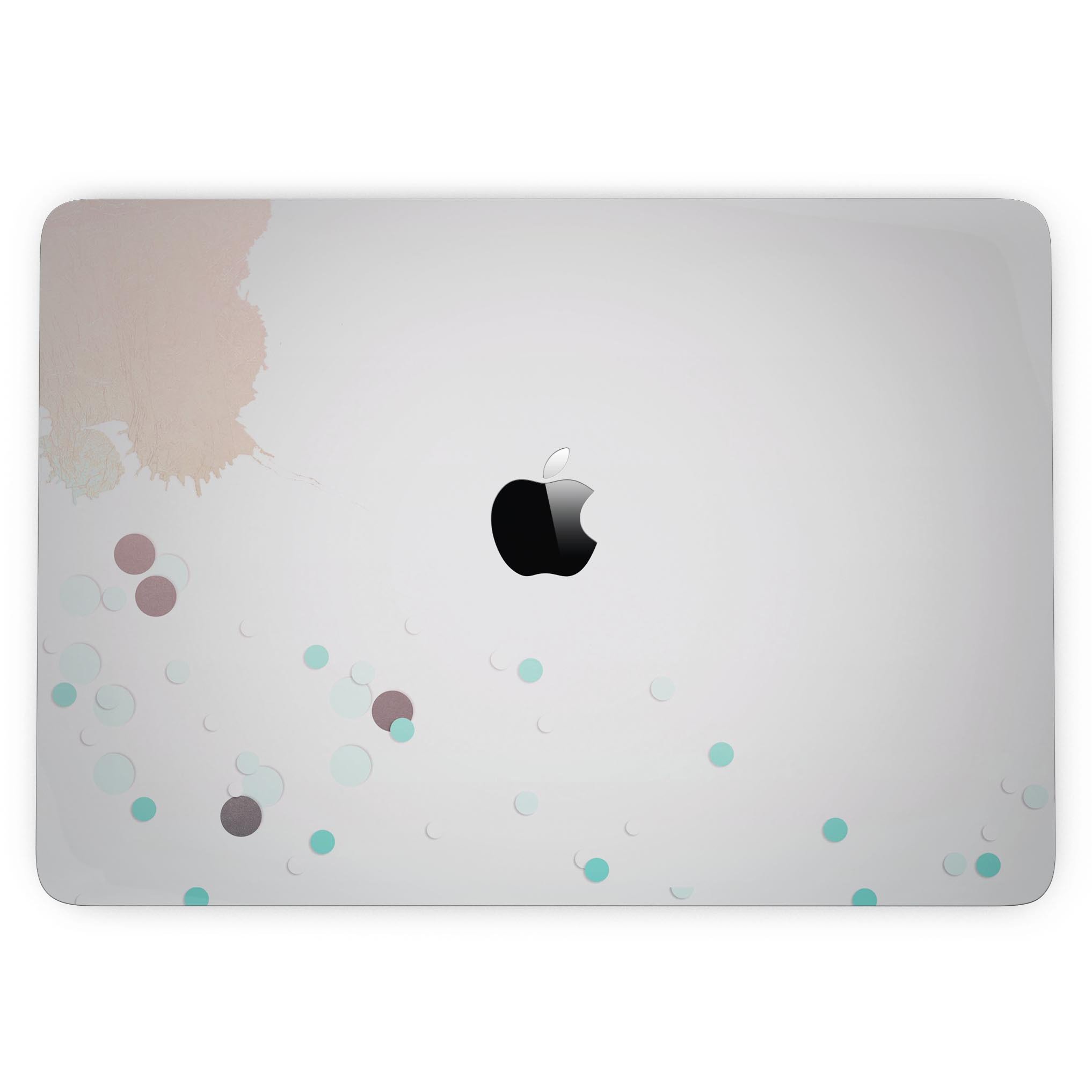 Stylish Abstract Scattered Teal Dots skin for MacBook Pro with Touch Bar, showcasing vibrant teal dots on a sleek surface.