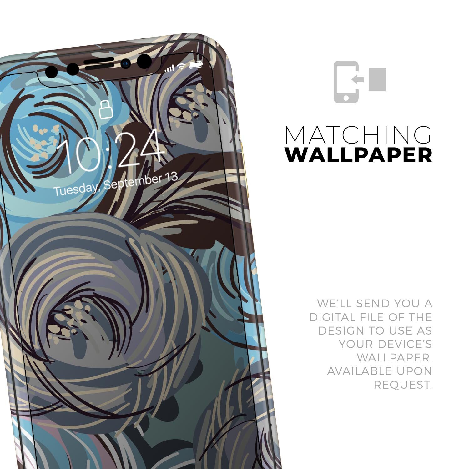 Abstract Subtle Toned Floral Strokes skin for Apple iPhone, showcasing a stylish floral design on a sleek vinyl surface.