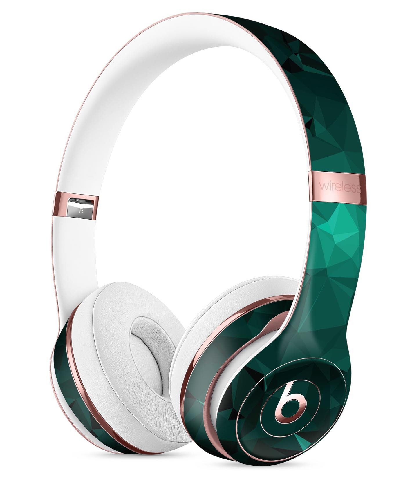 Abstract Teal Geometric Shapes Skin Kit for Beats by Dre Solo 3 Wireless Headphones, showcasing vibrant colors and unique design.