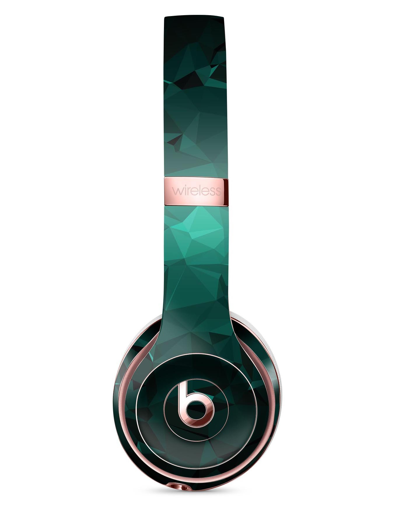 Abstract Teal Geometric Shapes Skin Kit for Beats by Dre Solo 3 Wireless Headphones, showcasing vibrant colors and unique design.