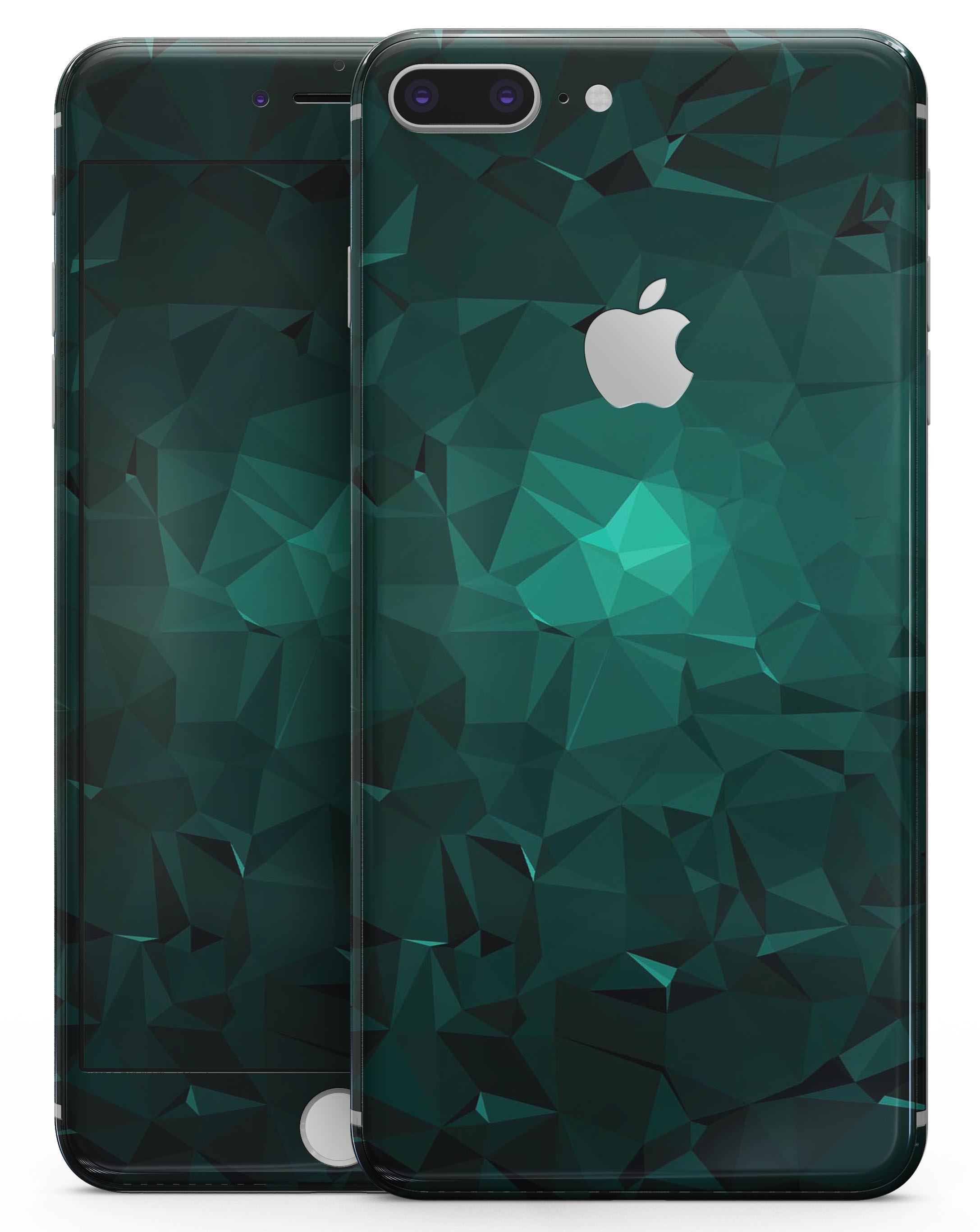 Abstract Teal Geometric Shapes skin for iPhone 8 and 8 Plus, showcasing vibrant colors and unique design.