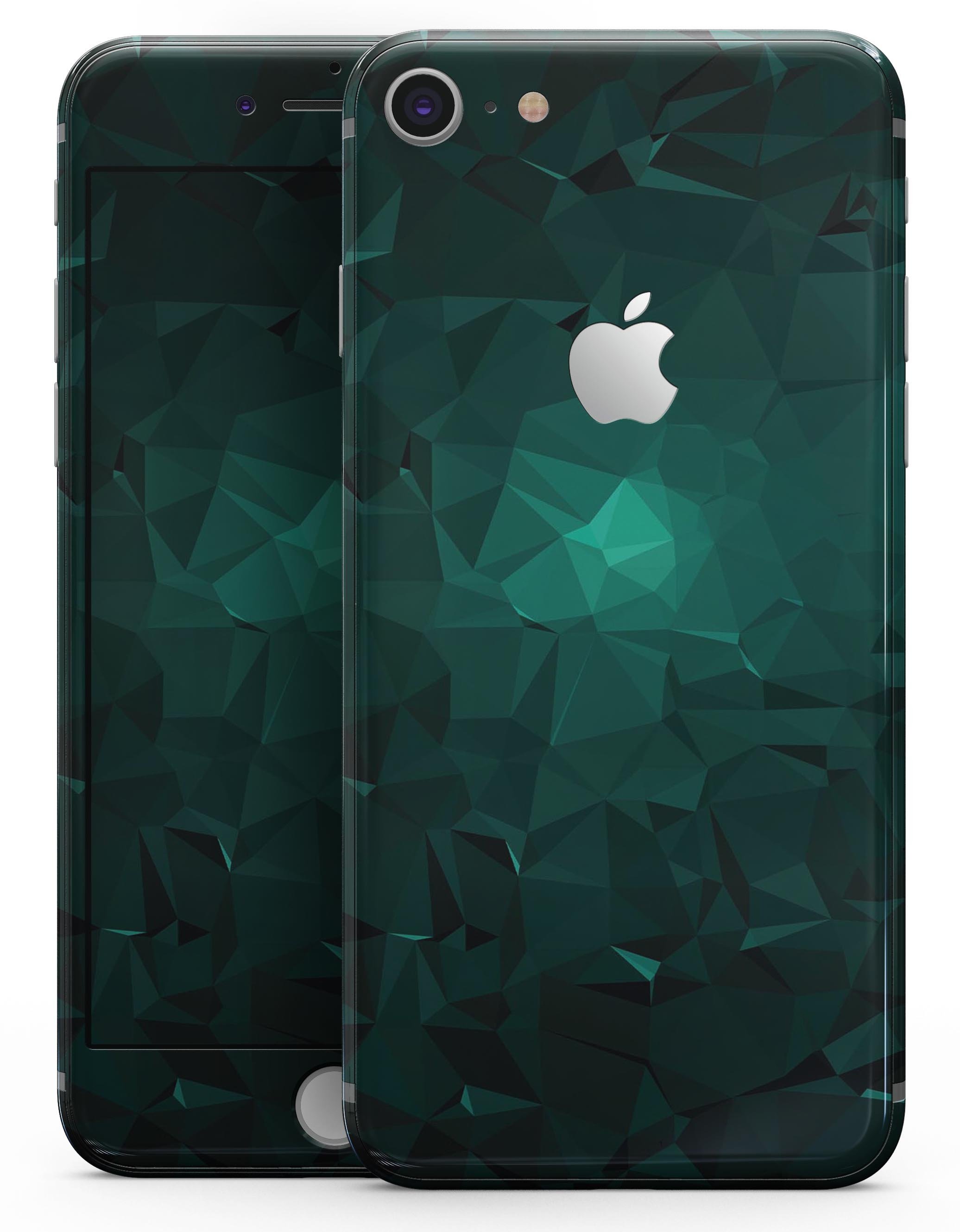 Abstract Teal Geometric Shapes skin for iPhone 8 and 8 Plus, showcasing vibrant colors and unique design.