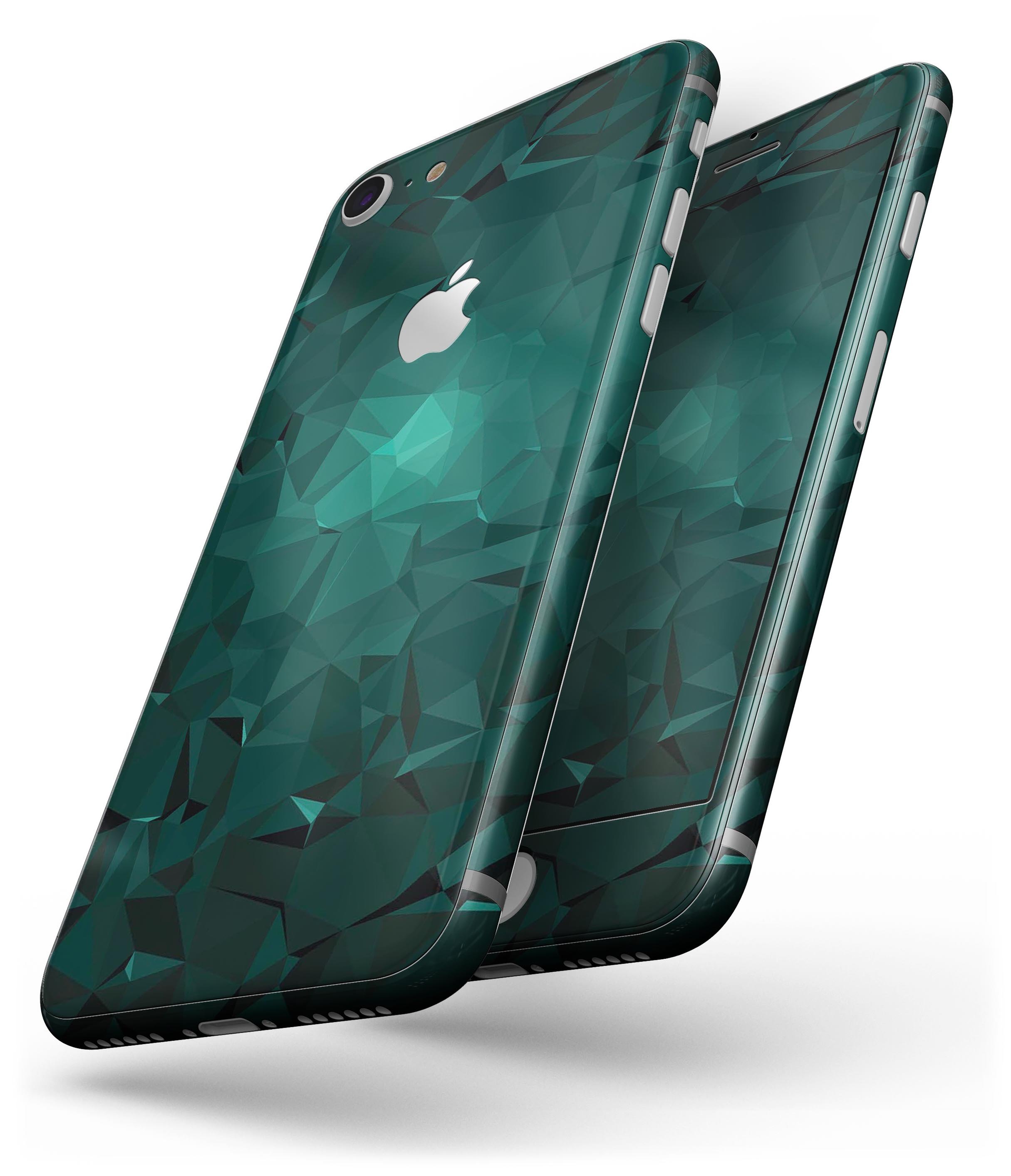 Abstract Teal Geometric Shapes skin for iPhone 8 and 8 Plus, showcasing vibrant colors and unique design.