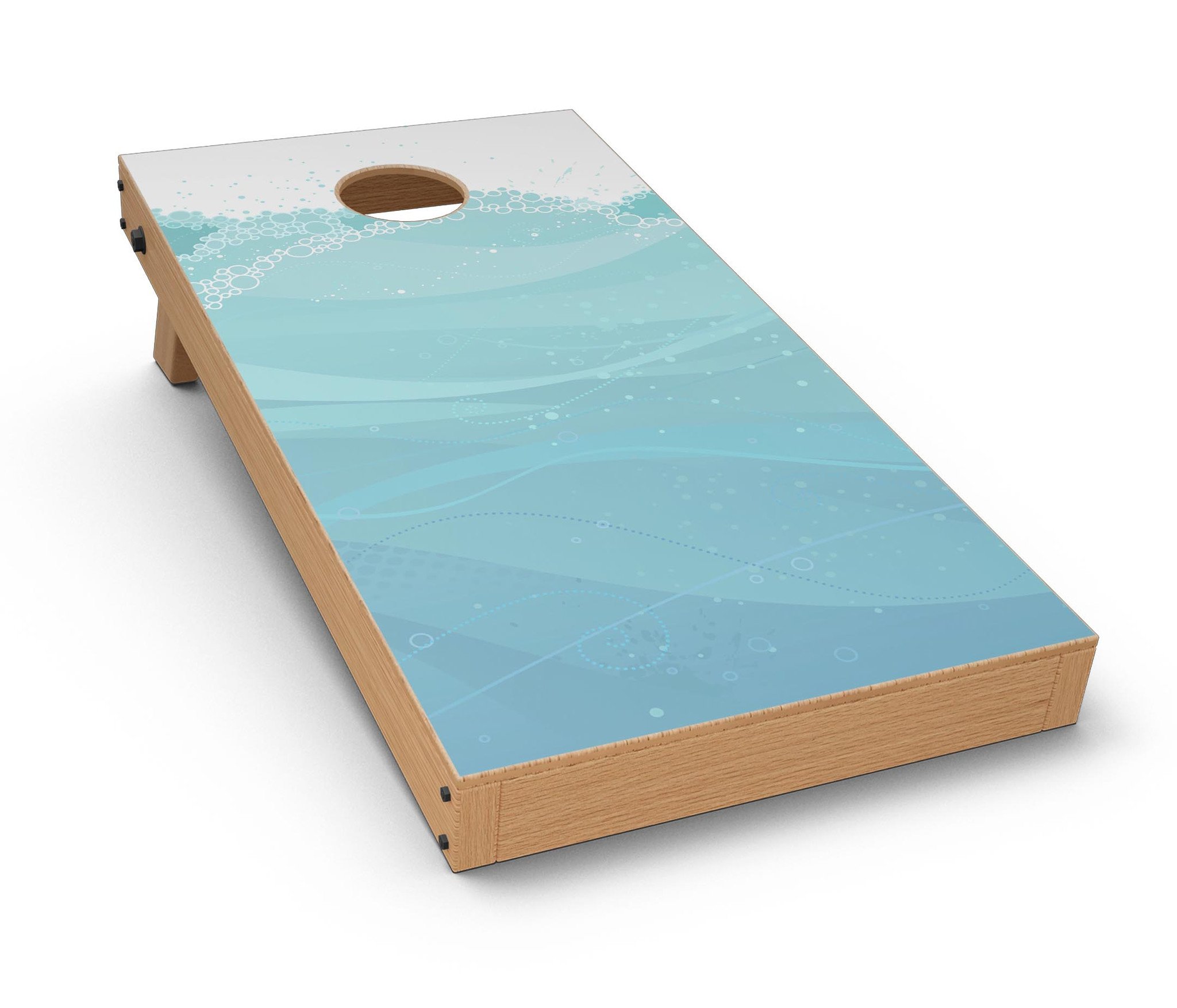 Abstract WaterWaves CornHole Board Skin Decal Kit showcasing vibrant wave patterns on a Cornhole board.