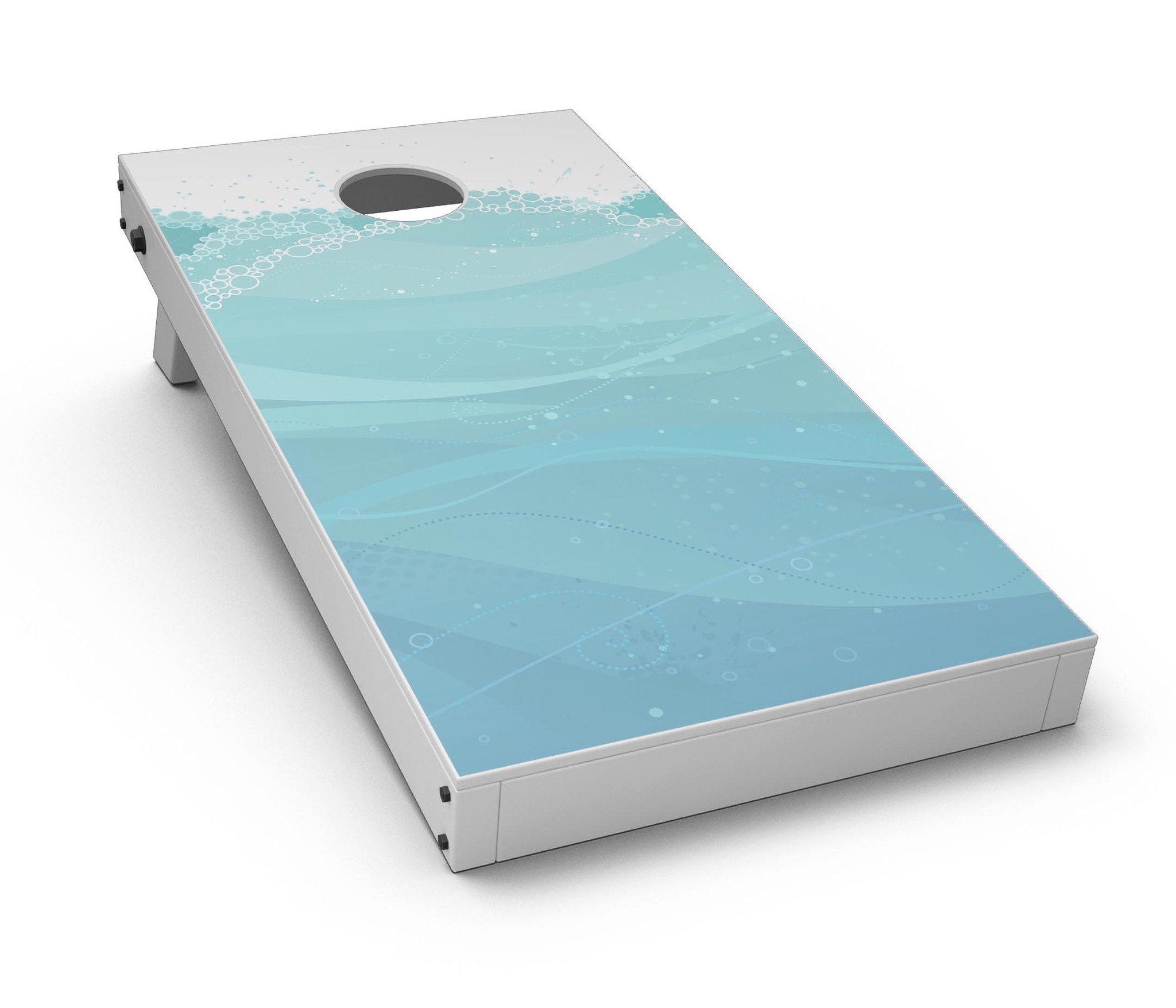 Abstract WaterWaves CornHole Board Skin Decal Kit showcasing vibrant wave patterns on a Cornhole board.