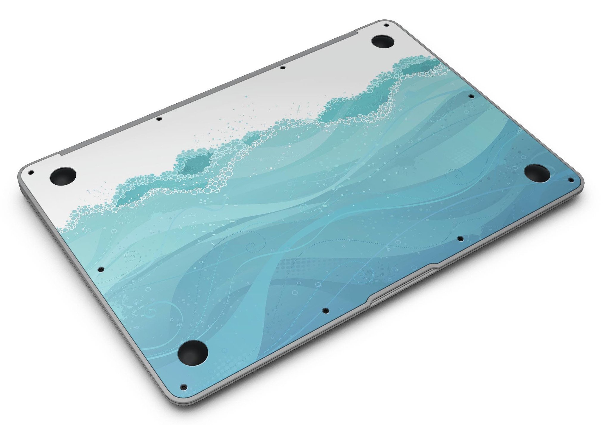 Abstract WaterWaves MacBook Air Skin Kit showcasing vibrant wave patterns on a sleek device.