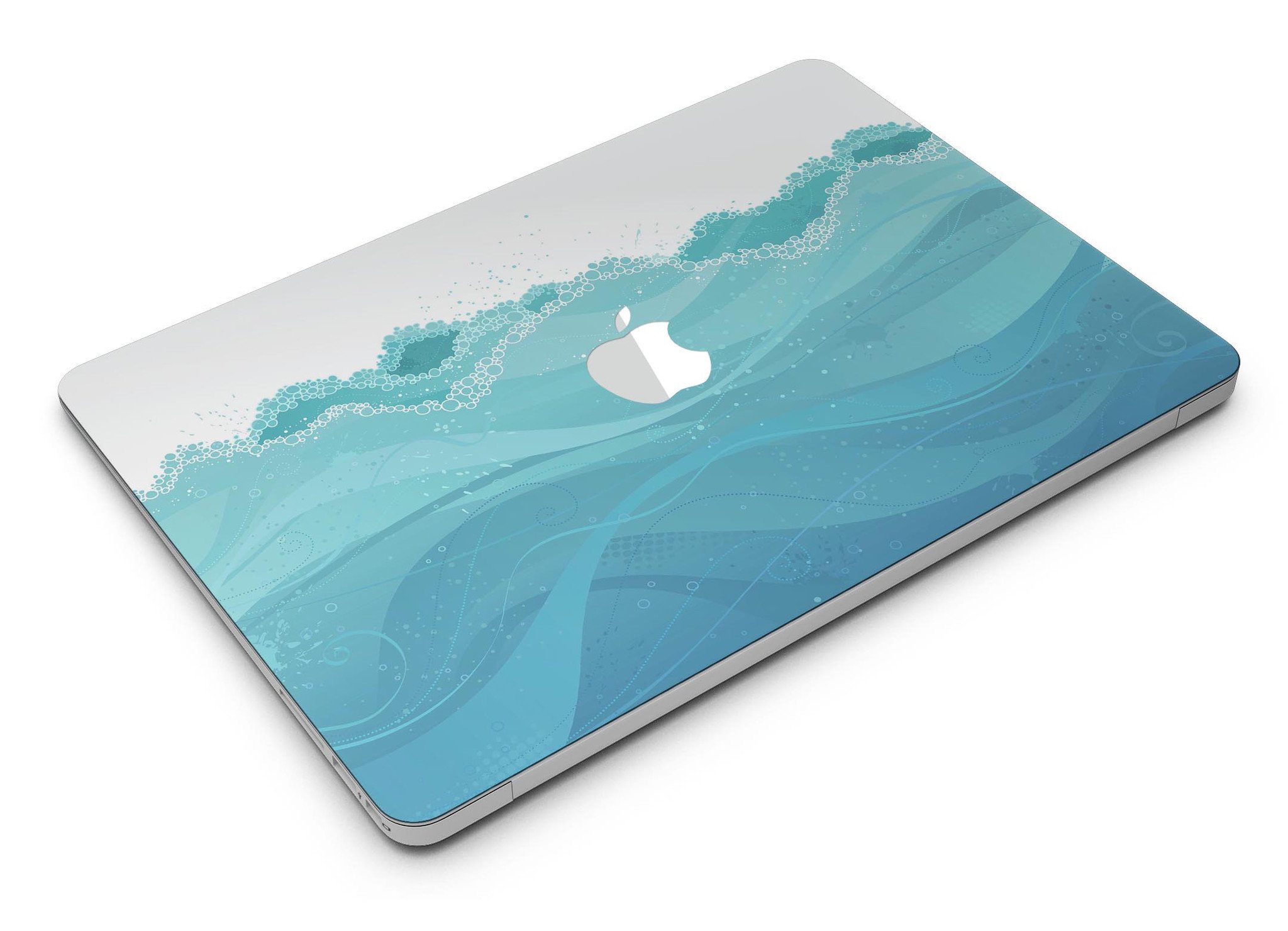 Abstract WaterWaves MacBook Air Skin Kit showcasing vibrant wave patterns on a sleek device.