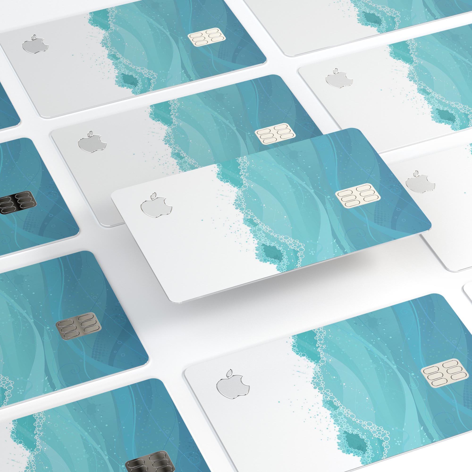 Abstract WaterWaves decal skin for Apple Card, showcasing vibrant design and premium vinyl material.