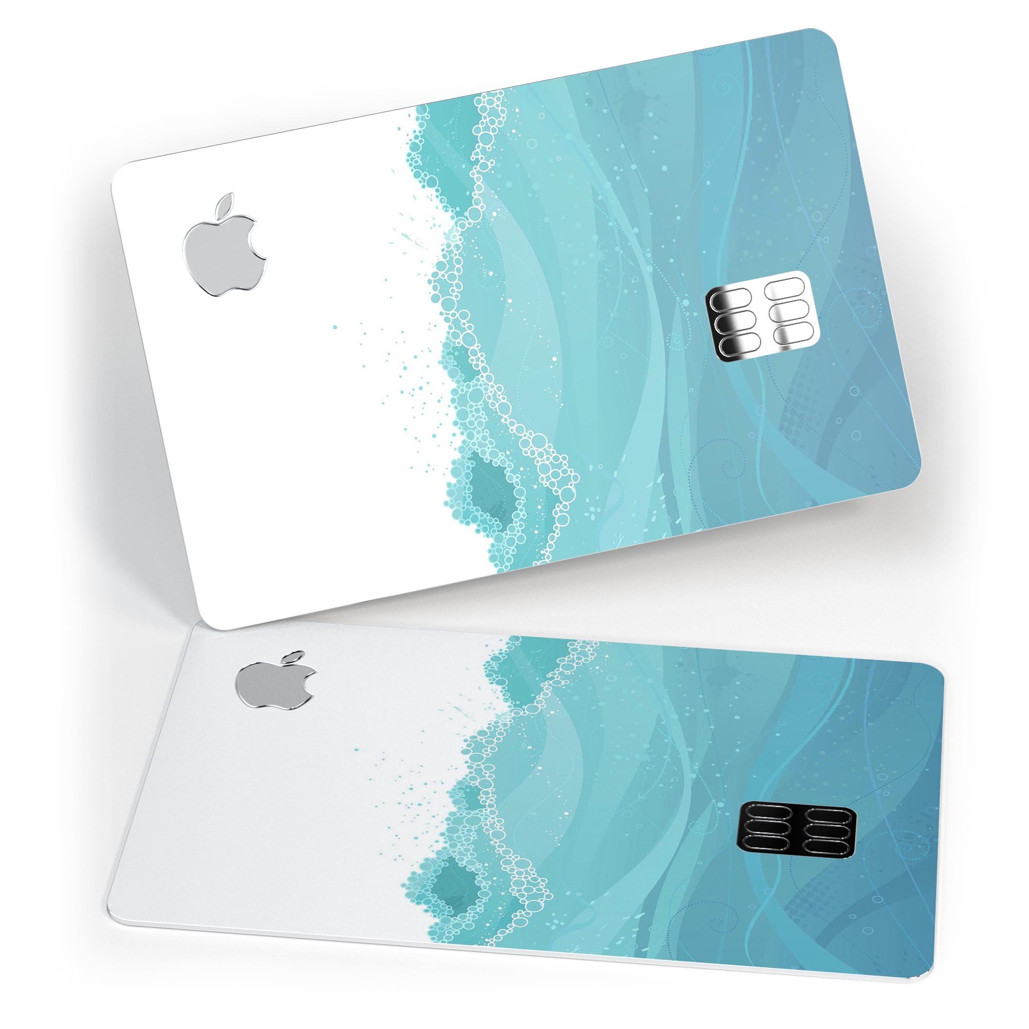 Abstract WaterWaves decal skin for Apple Card, showcasing vibrant design and premium vinyl material.