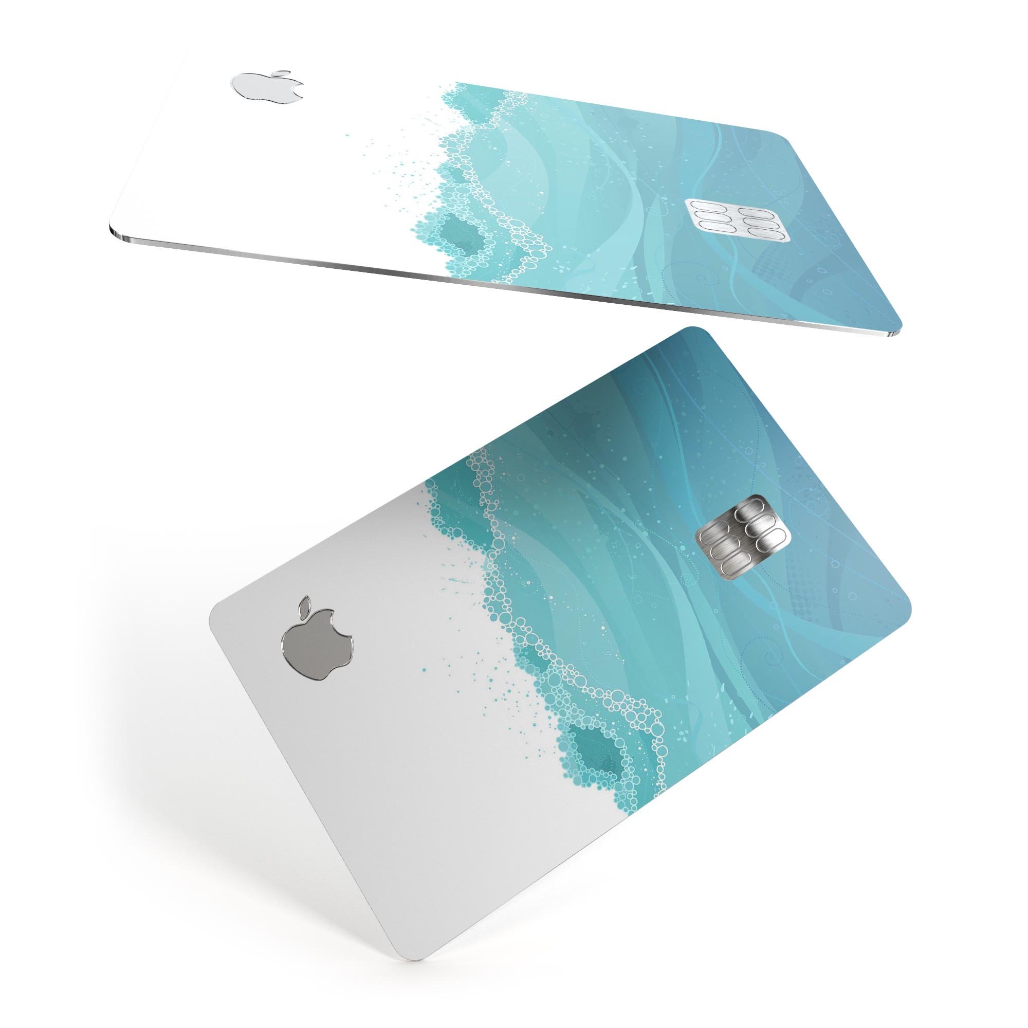 Abstract WaterWaves decal skin for Apple Card, showcasing vibrant design and premium vinyl material.