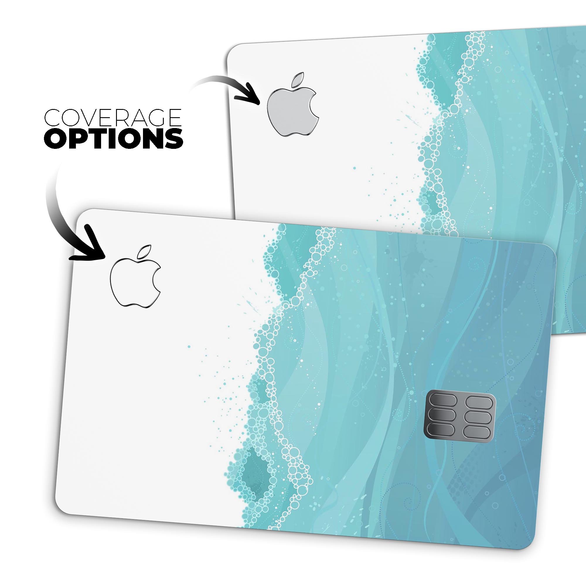 Abstract WaterWaves decal skin for Apple Card, showcasing vibrant design and premium vinyl material.