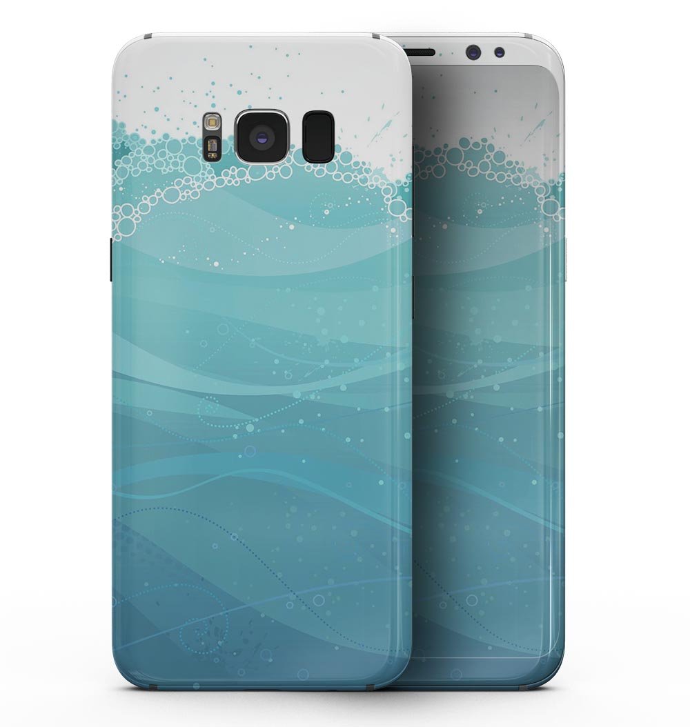 Abstract WaterWaves Full-Body Skin Kit for Samsung Galaxy S8, showcasing vibrant wave patterns and premium vinyl texture.