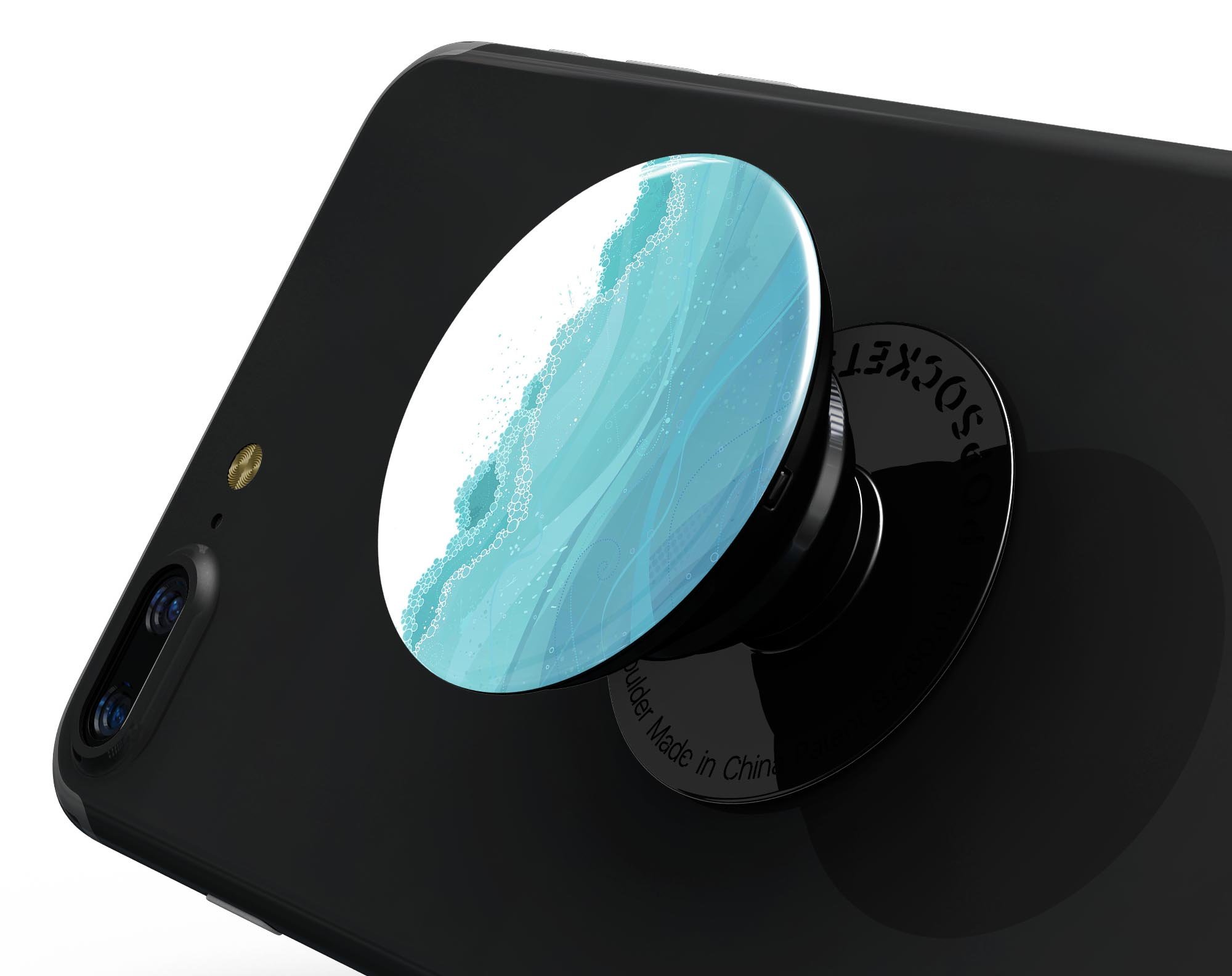 Abstract WaterWaves Skin Kit for PopSockets featuring vibrant wave patterns on premium vinyl.