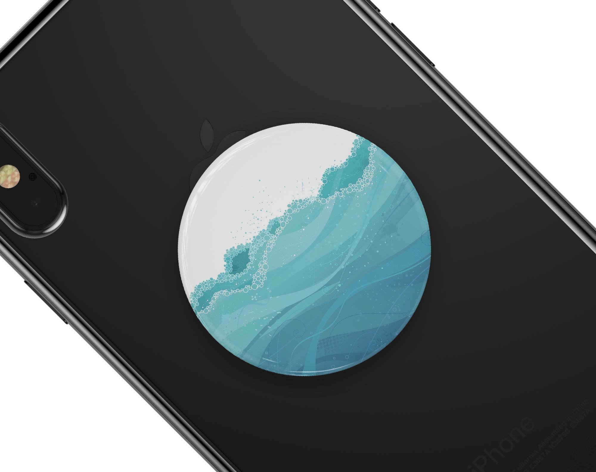 Abstract WaterWaves Skin Kit for PopSockets featuring vibrant wave patterns on premium vinyl.