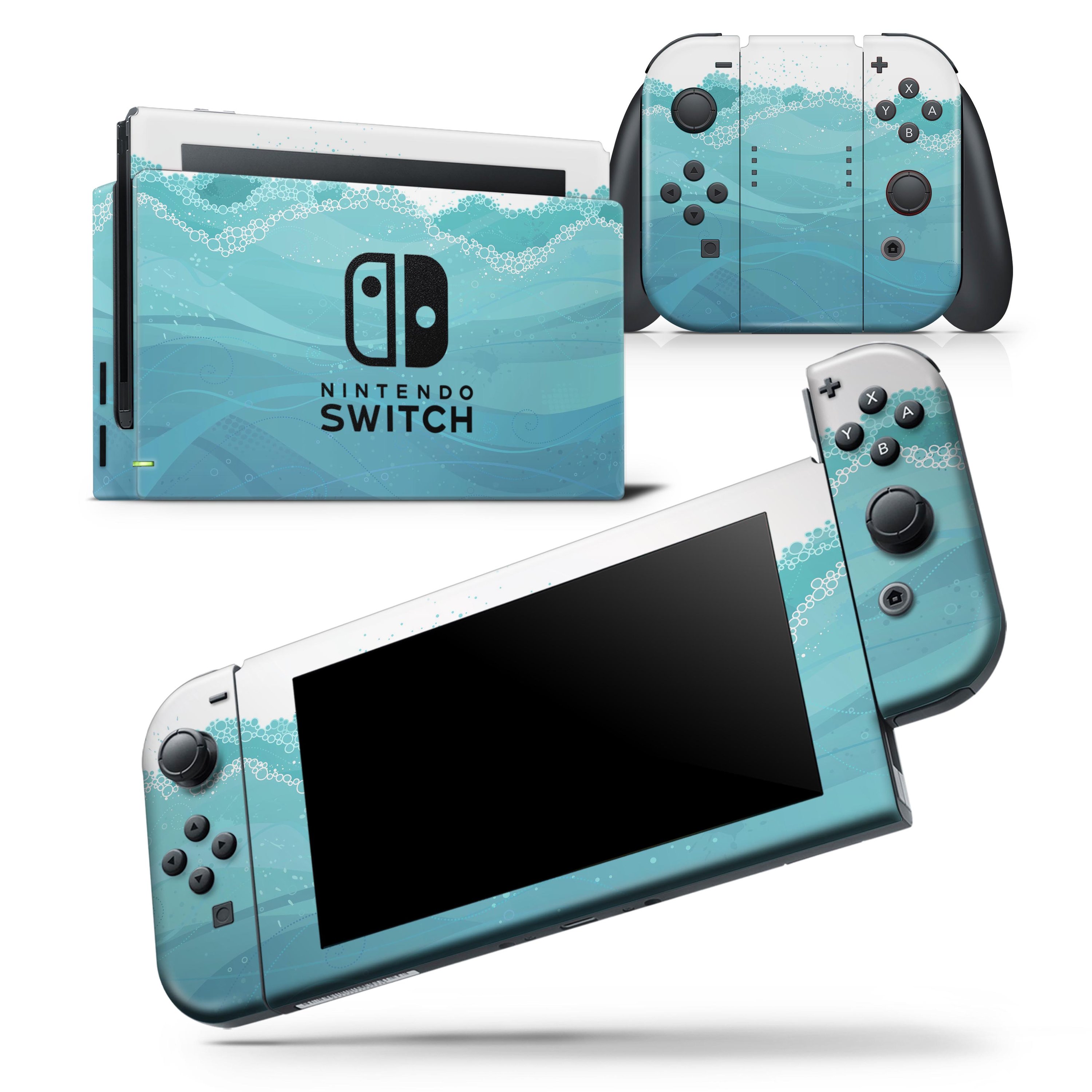 Abstract WaterWaves skin wrap decal for Nintendo Switch Lite, showcasing vibrant colors and a sleek design.