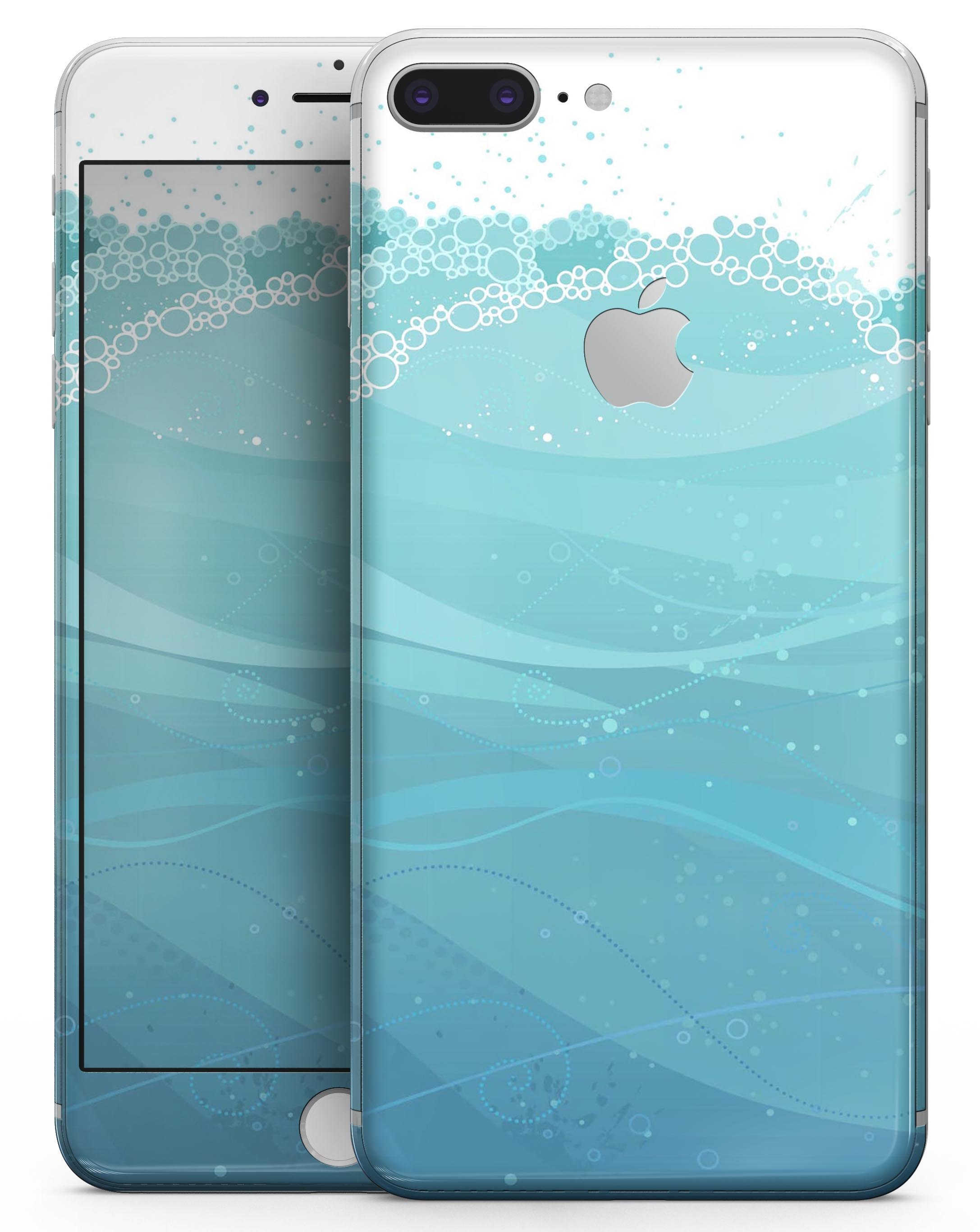 Abstract WaterWaves skin for iPhone 8 and 8 Plus, showcasing vibrant design and premium vinyl material.