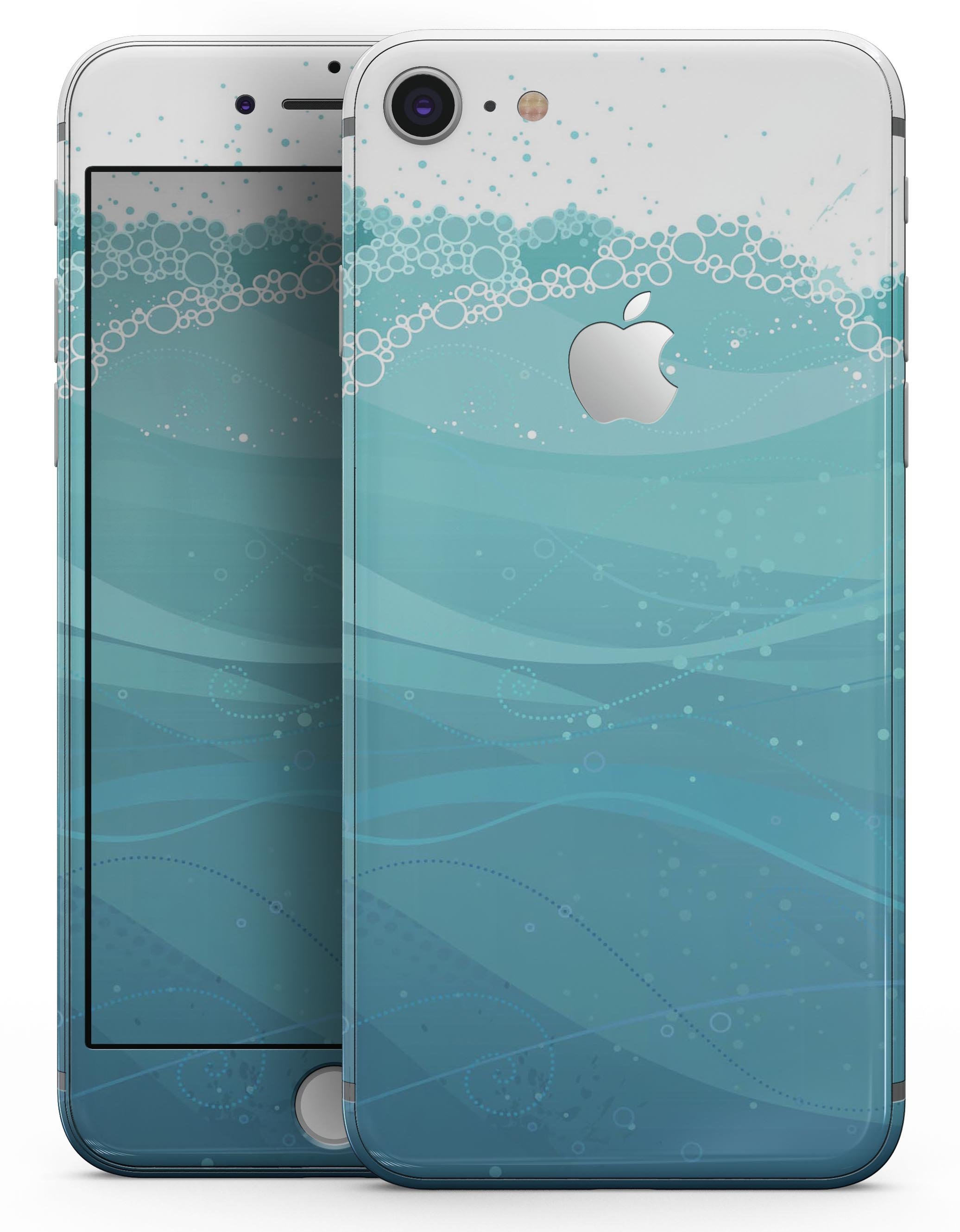 Abstract WaterWaves skin for iPhone 8 and 8 Plus, showcasing vibrant design and premium vinyl material.