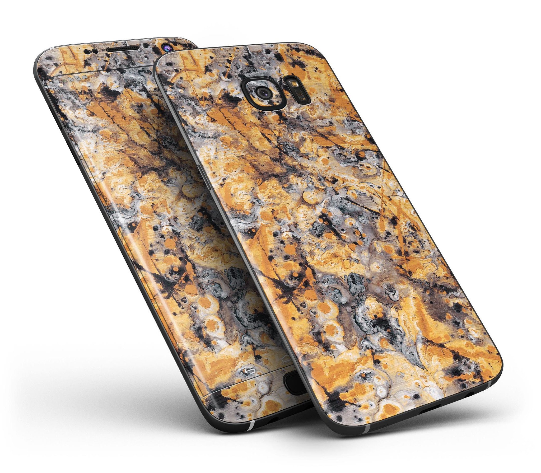 Abstract Wet Gold Paint skin kit for Samsung Galaxy S7, showcasing a stylish design with full-body coverage.