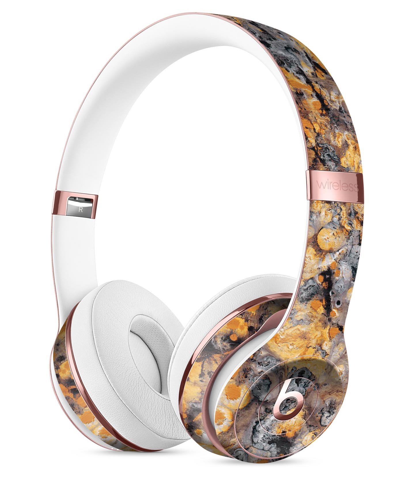 Abstract Wet Gold Paint Full-Body Skin Kit for Beats by Dre Solo 3, showcasing a stylish design and premium vinyl material.