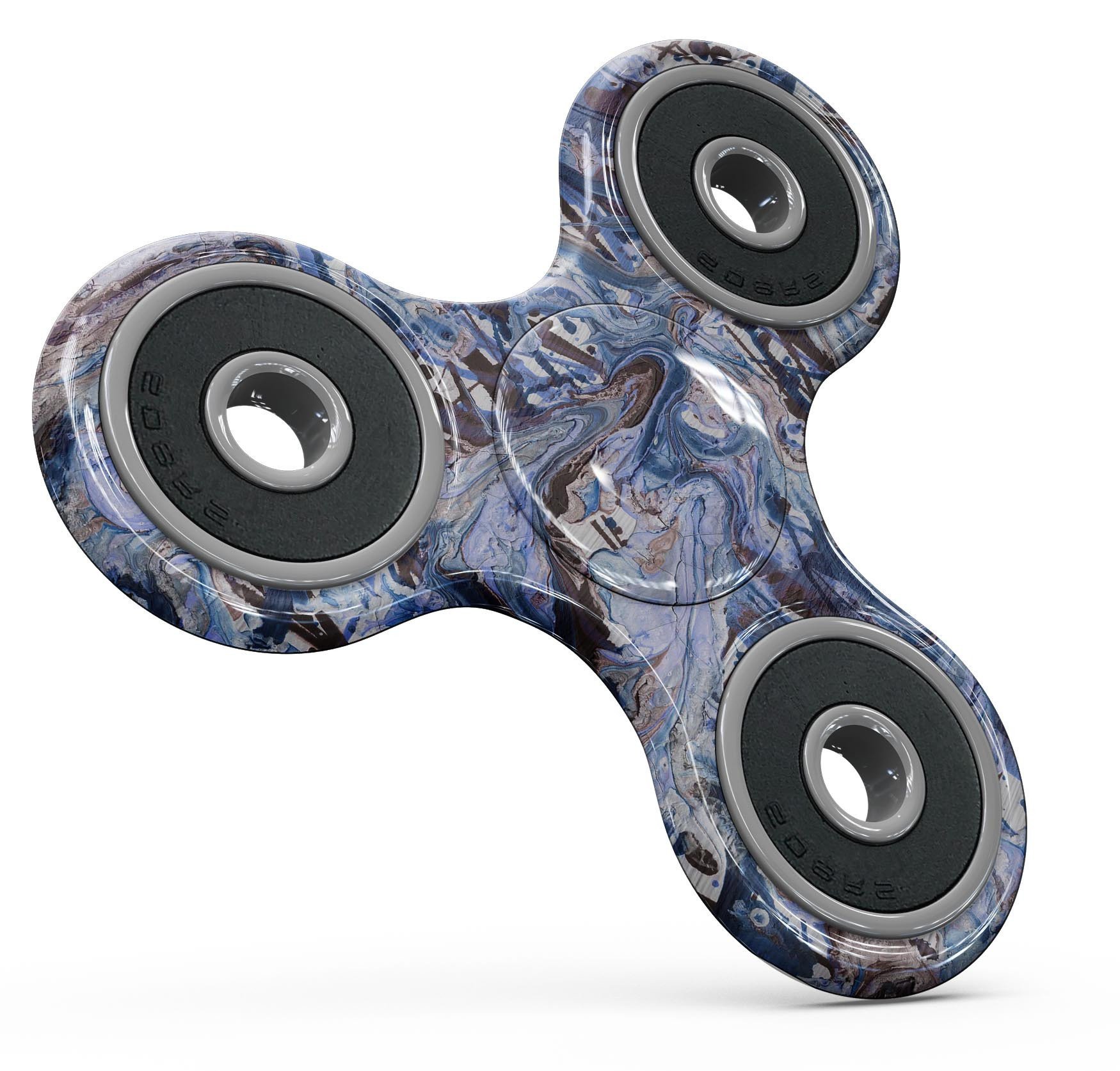 Abstract Wet Paint Blues Full-Body Skin-Kit for fidget spinner, showcasing vibrant colors and unique design.